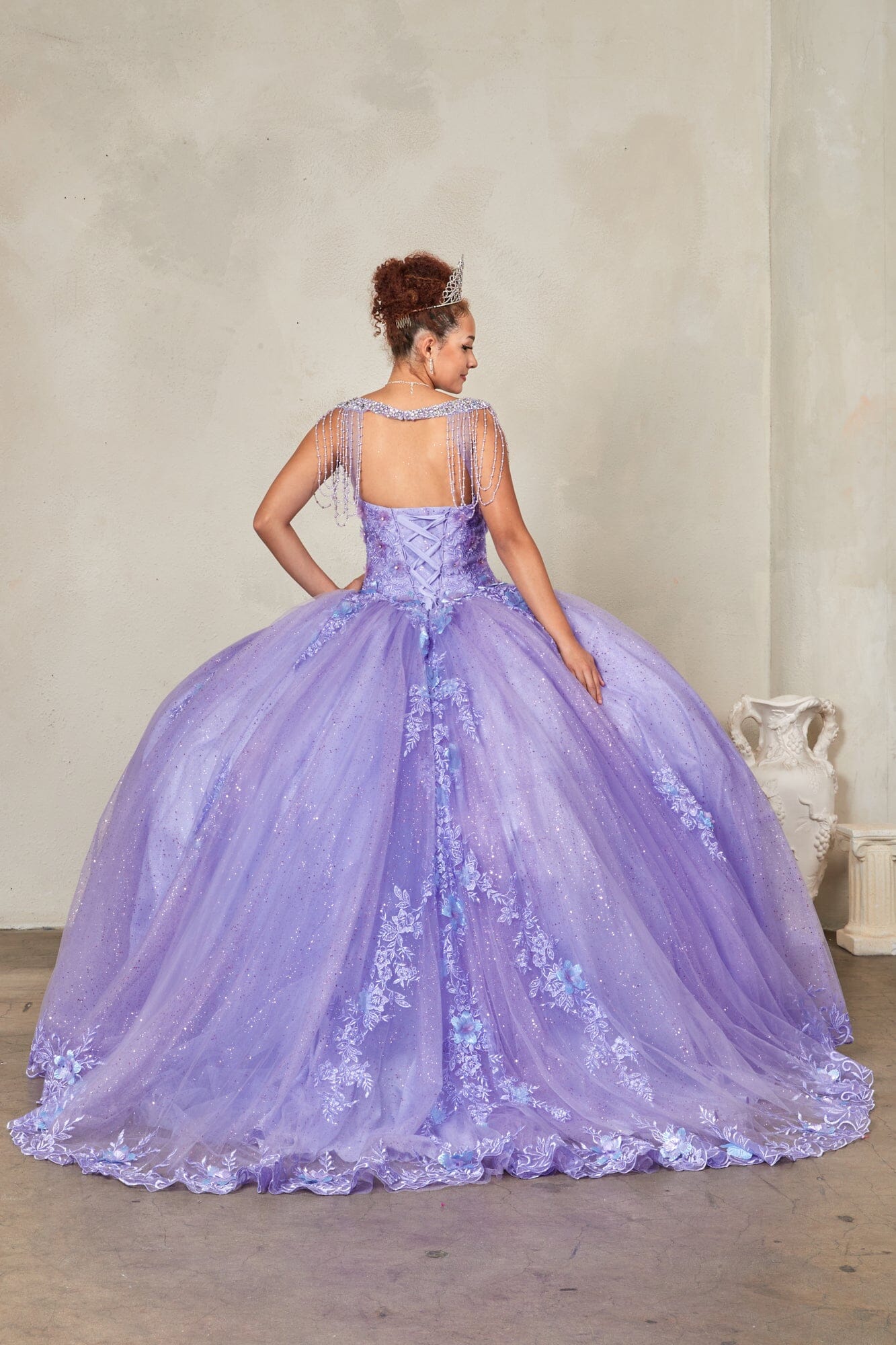 Floral Applique Sleeveless Ball Gown by Calla SCL-30011 - product image 2