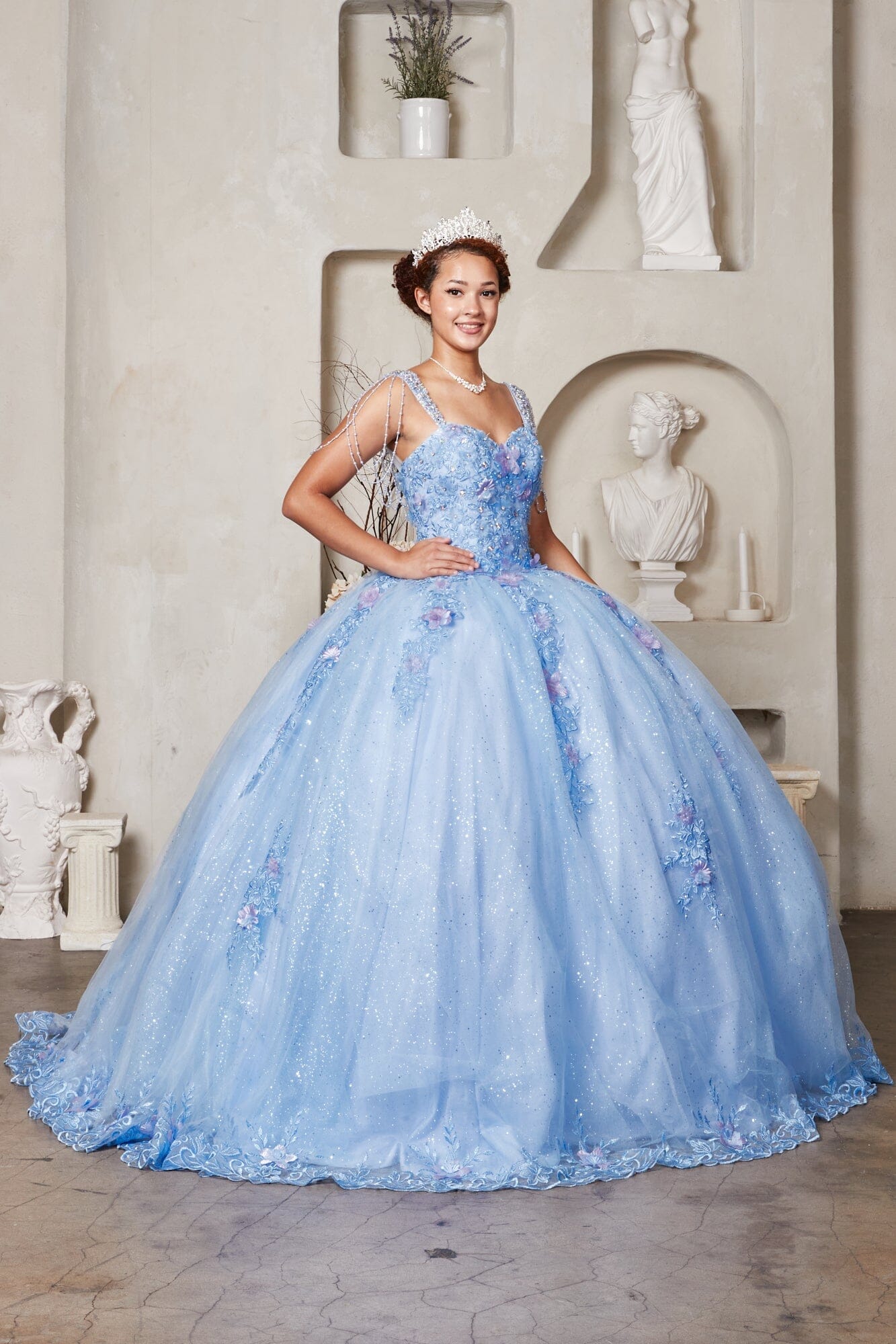 Floral Applique Sleeveless Ball Gown by Calla SCL-30011 - product image 8