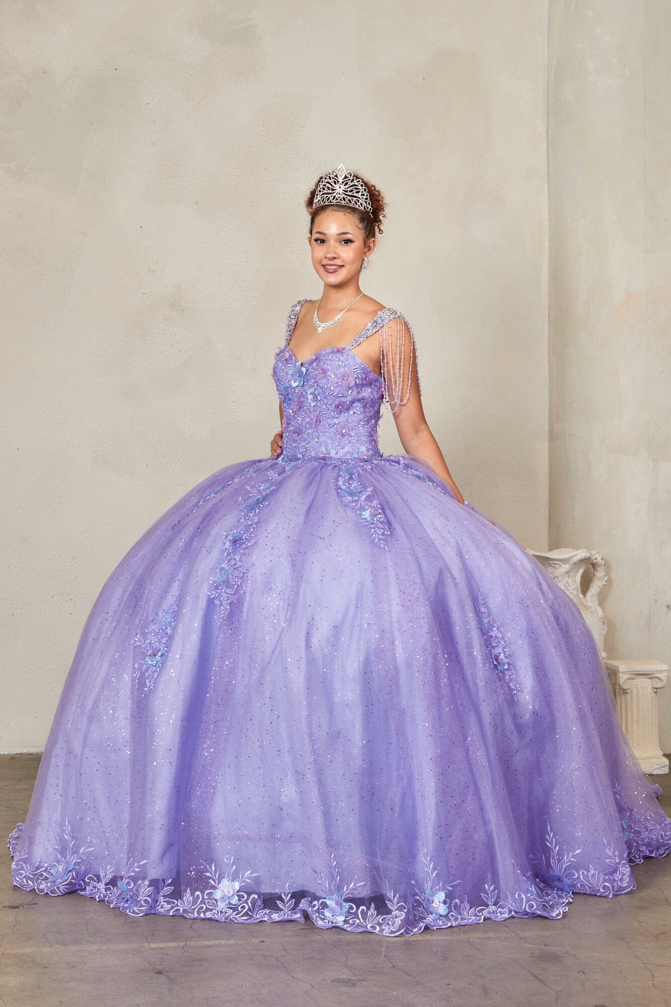 Floral Applique Sleeveless Ball Gown by Calla SCL-30011 - product image 1