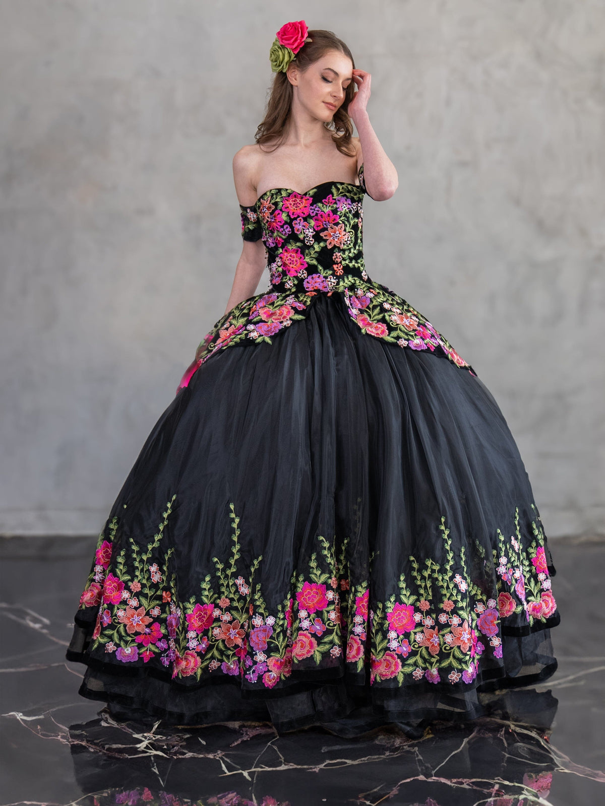 Floral Charro Off Shoulder Ball Gown by Calla SCL-30016 - product image 7