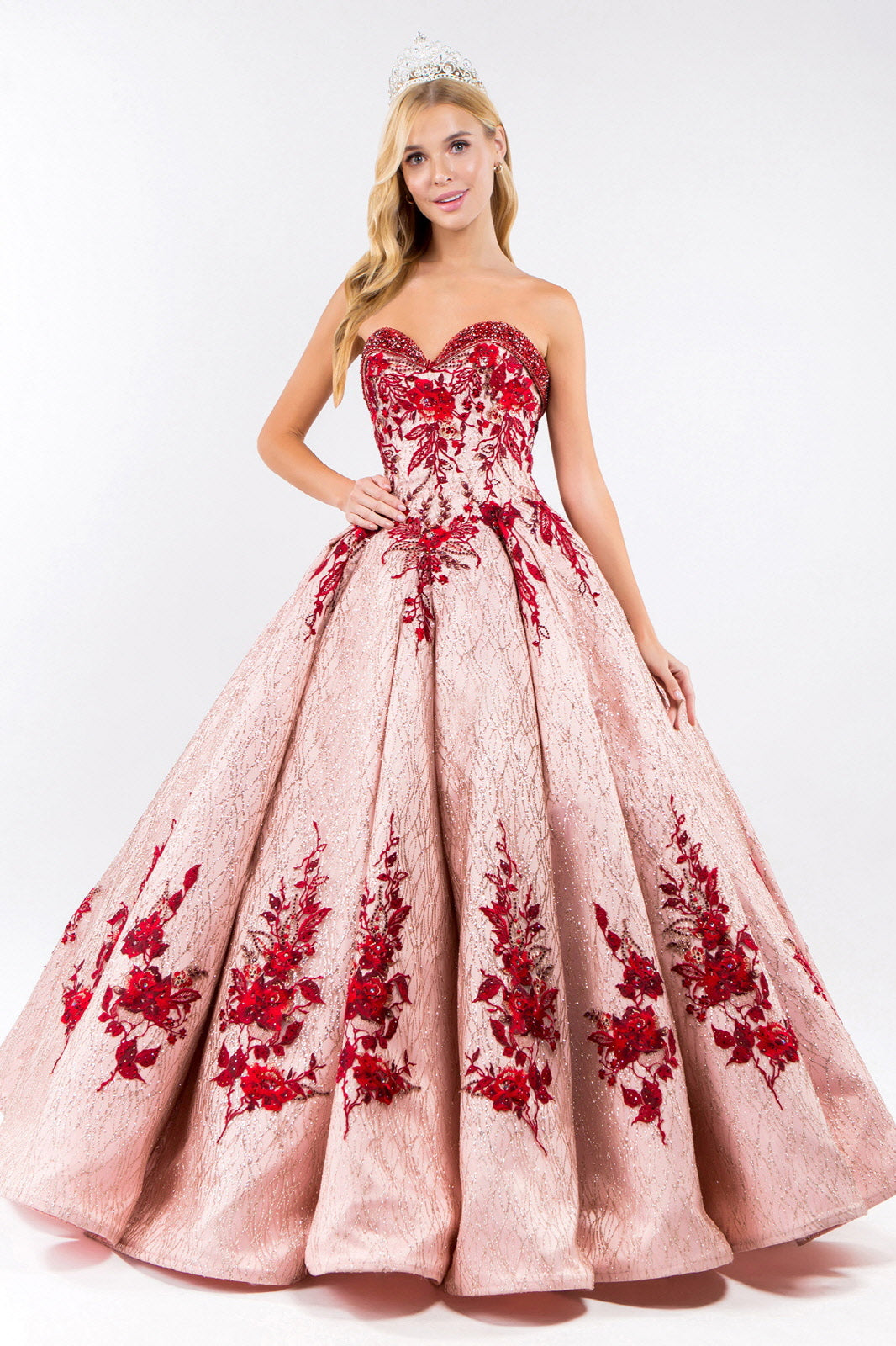 Floral Embroidered Glitter Ball Gown by Elizabeth K GL1957 - product image 1
