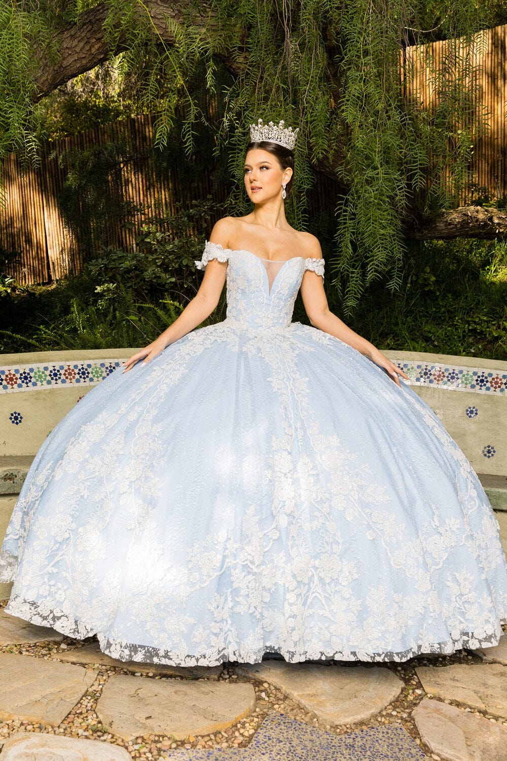 Floral Embroidered Off Shoulder Ball Gown by Cinderella Couture 8070J - product image 8