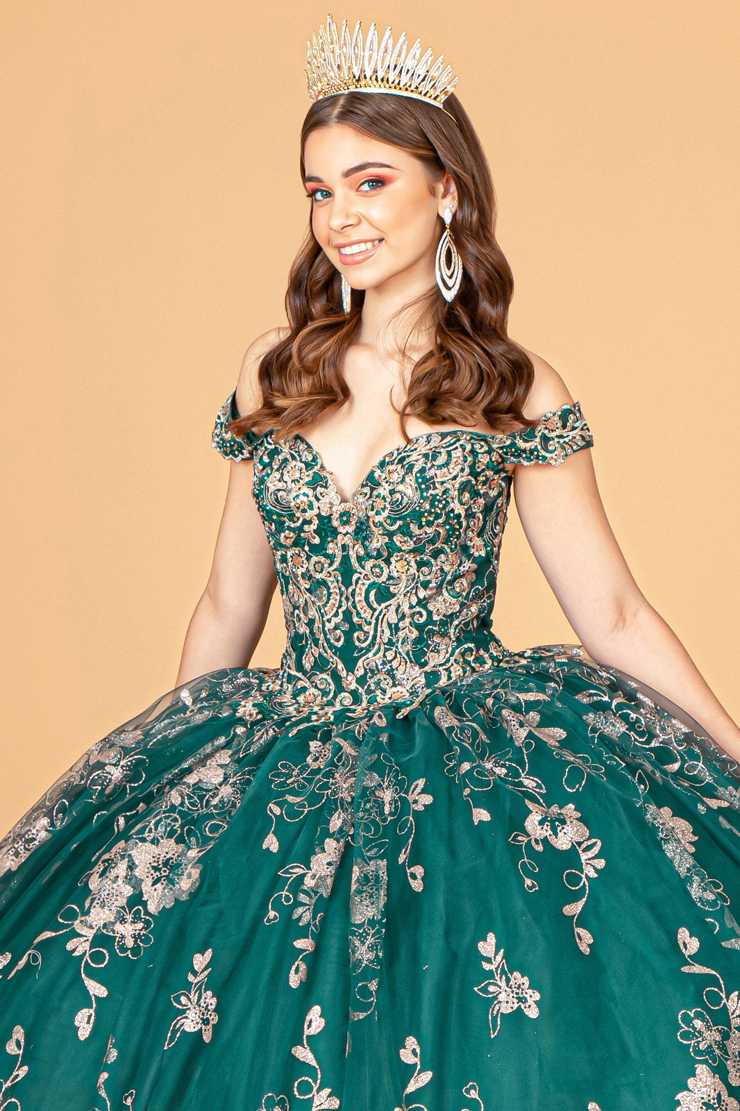Floral Off Shoulder Ball Gown by Elizabeth K GL3074 - product image 3