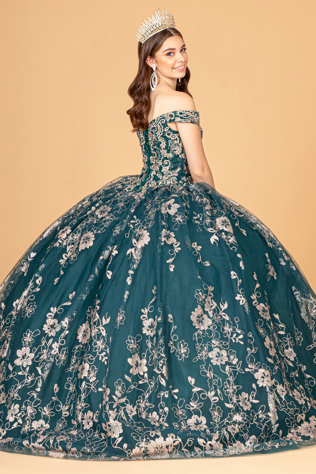 Floral Off Shoulder Ball Gown by Elizabeth K GL3074 - product image 2