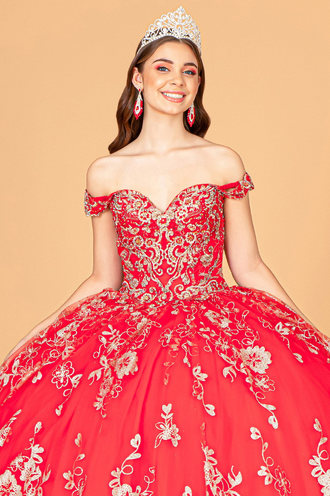 Floral Off Shoulder Ball Gown by Elizabeth K GL3074 - product image 7