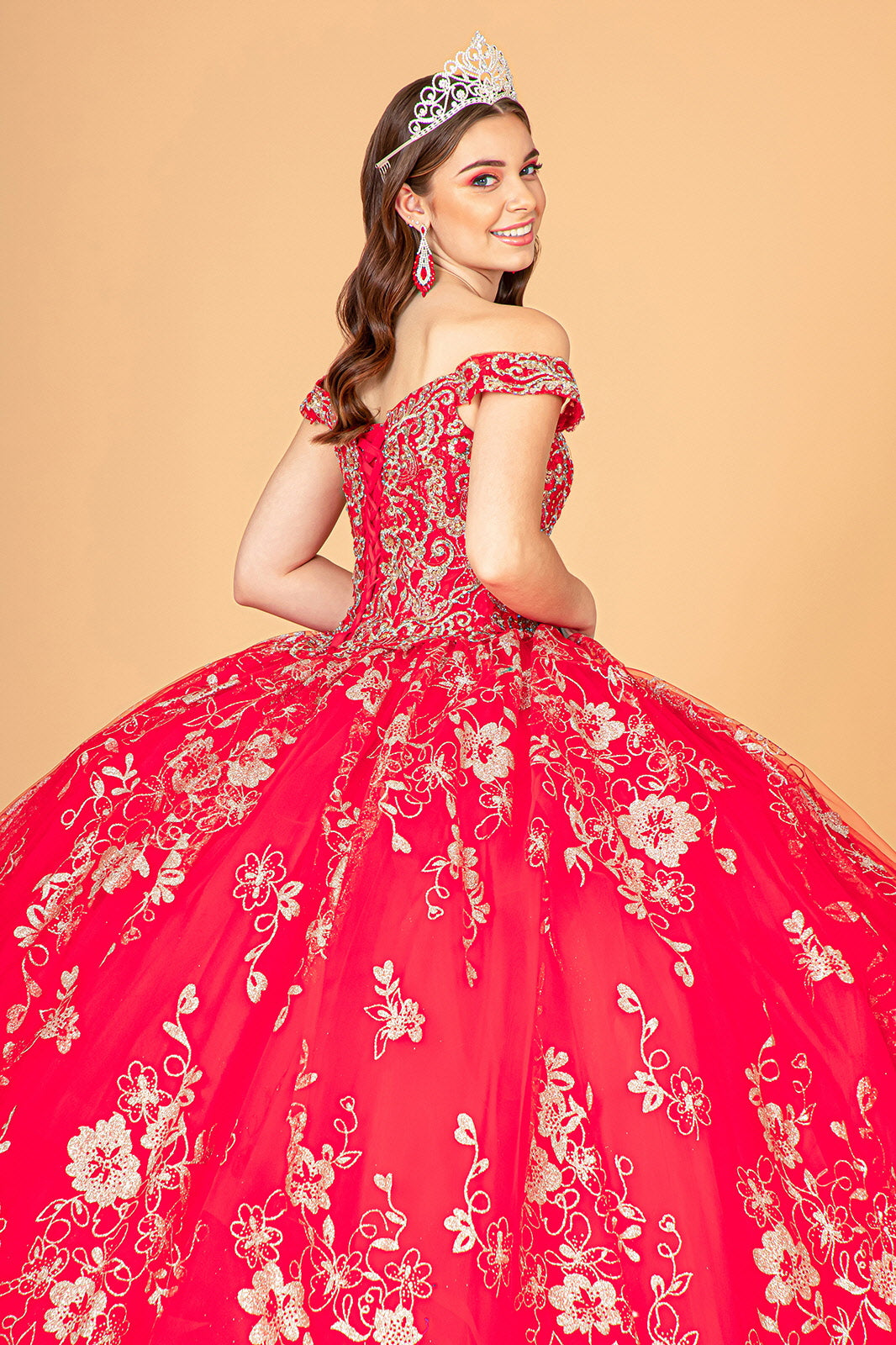 Floral Off Shoulder Ball Gown by Elizabeth K GL3074 - product image 6