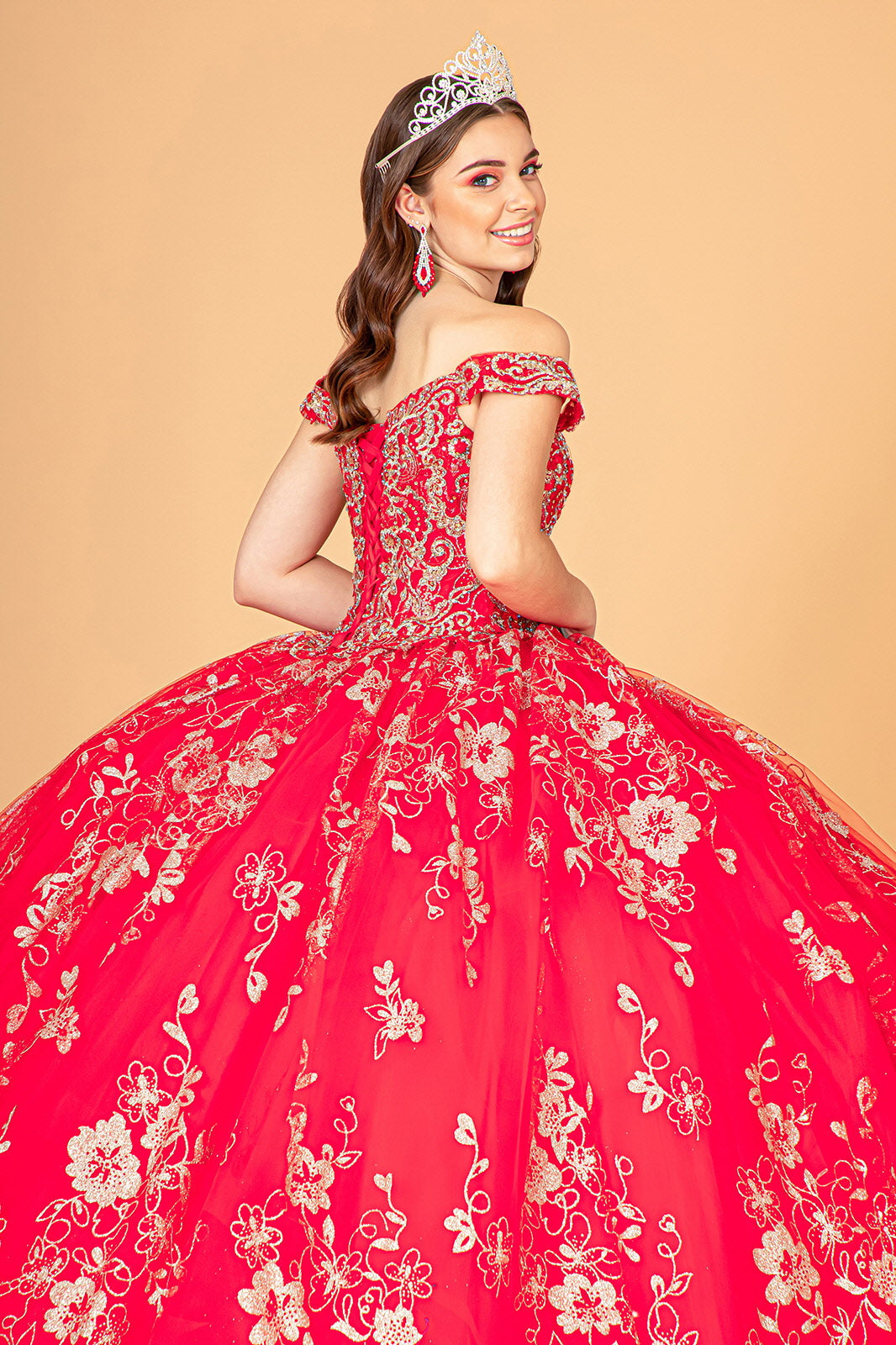 Floral Off Shoulder Ball Gown by Elizabeth K GL3074 - product image 6