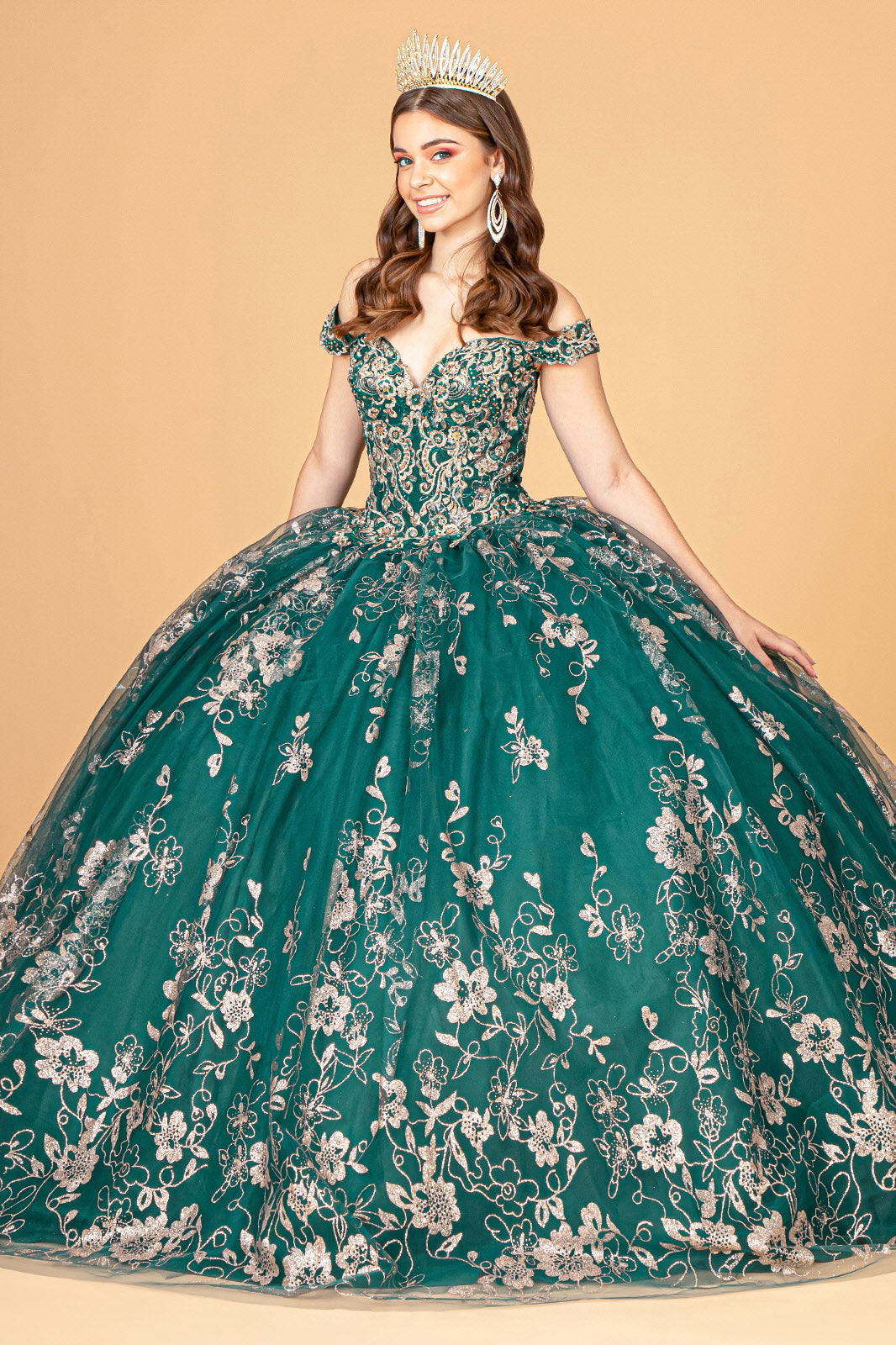 Floral Off Shoulder Ball Gown by Elizabeth K GL3074 - product image 1