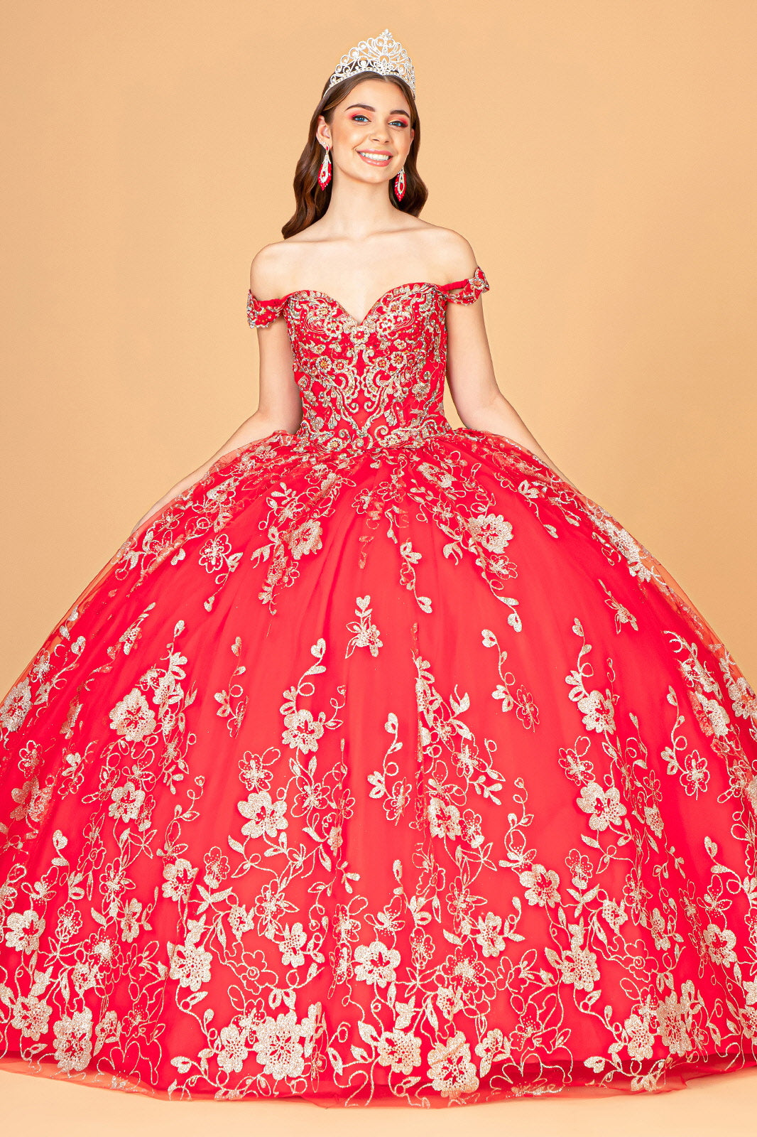 Floral Off Shoulder Ball Gown by Elizabeth K GL3074 - product image 5