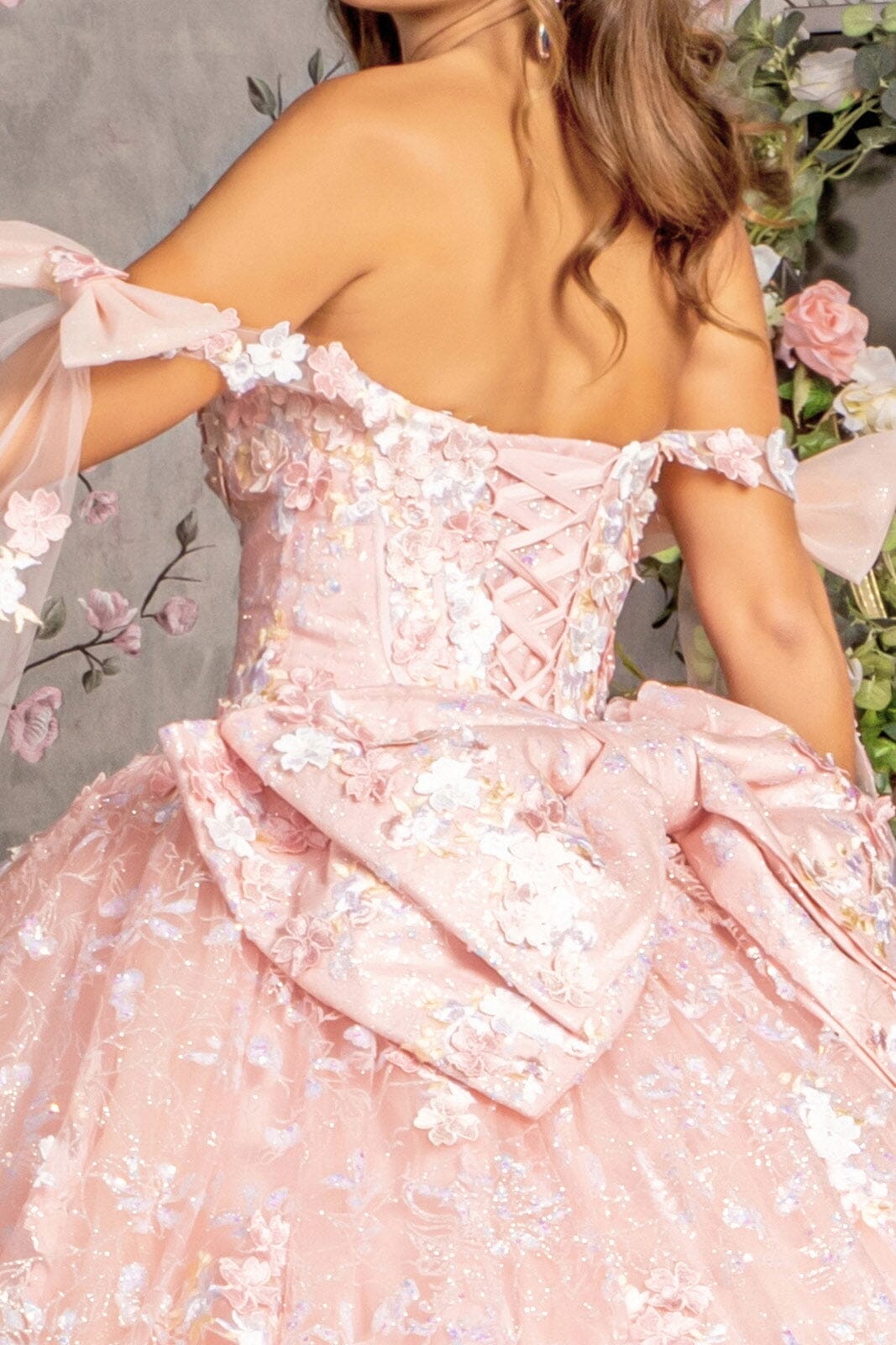 Floral Off Shoulder Cape Sleeve Ball Gown by GLS Gloria GL3465 - product image 4