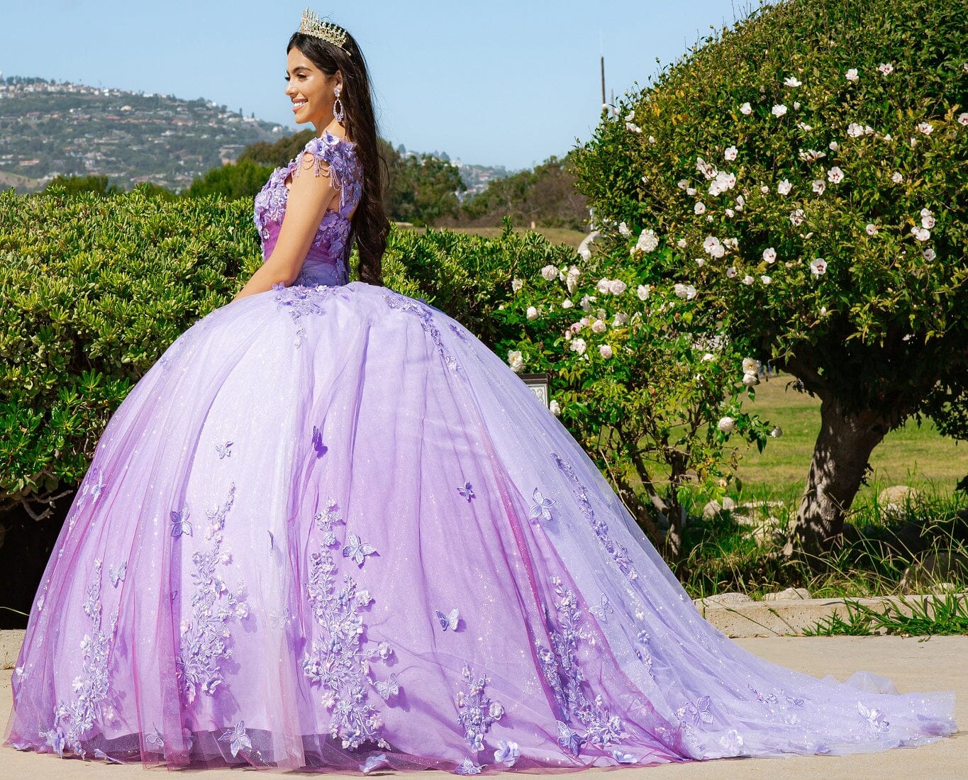 Floral Ombre Cap Sleeve Ball Gown by Cinderella Couture 8088J - product image 5
