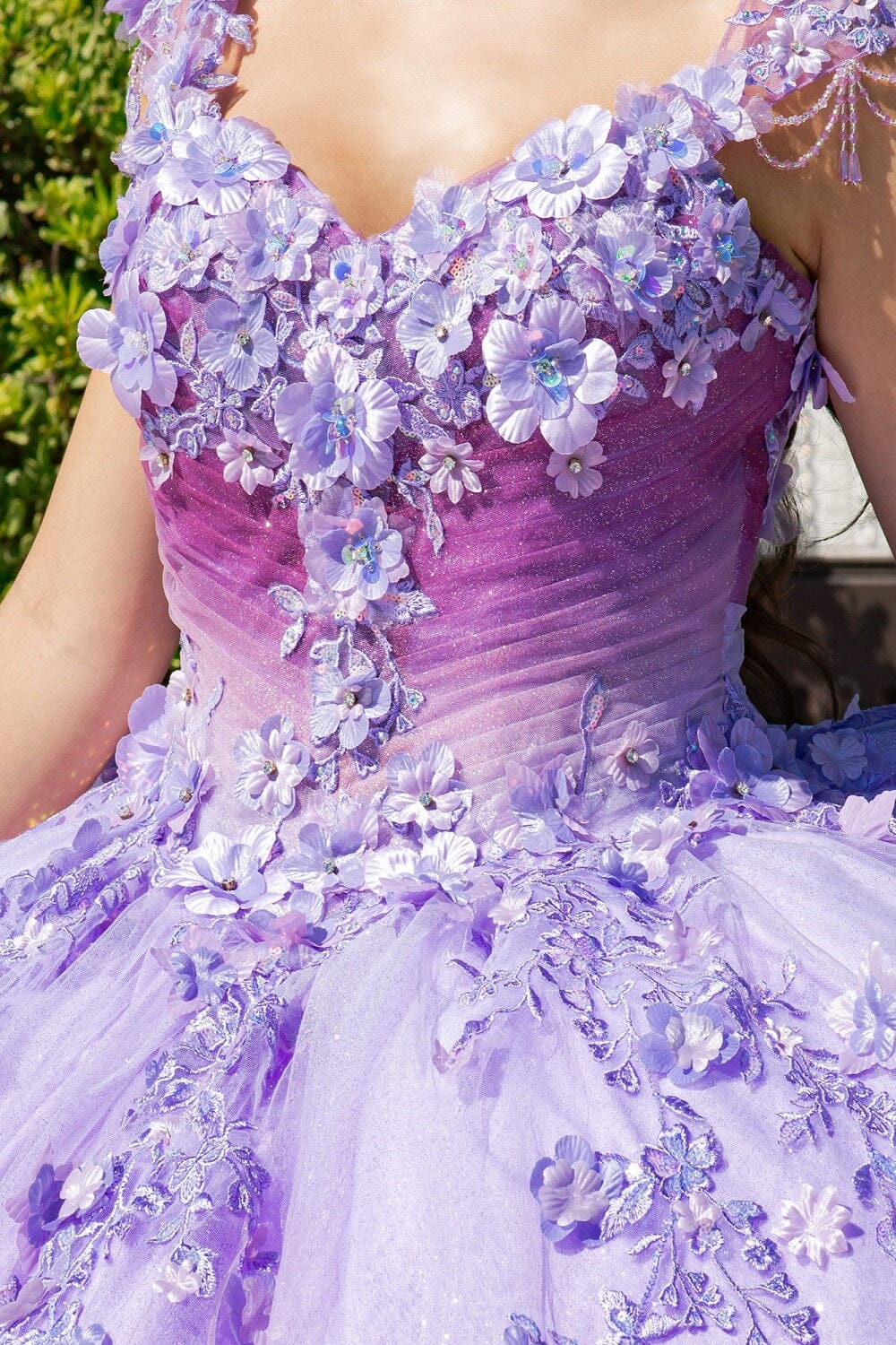 Floral Ombre Cap Sleeve Ball Gown by Cinderella Couture 8088J - product image 3