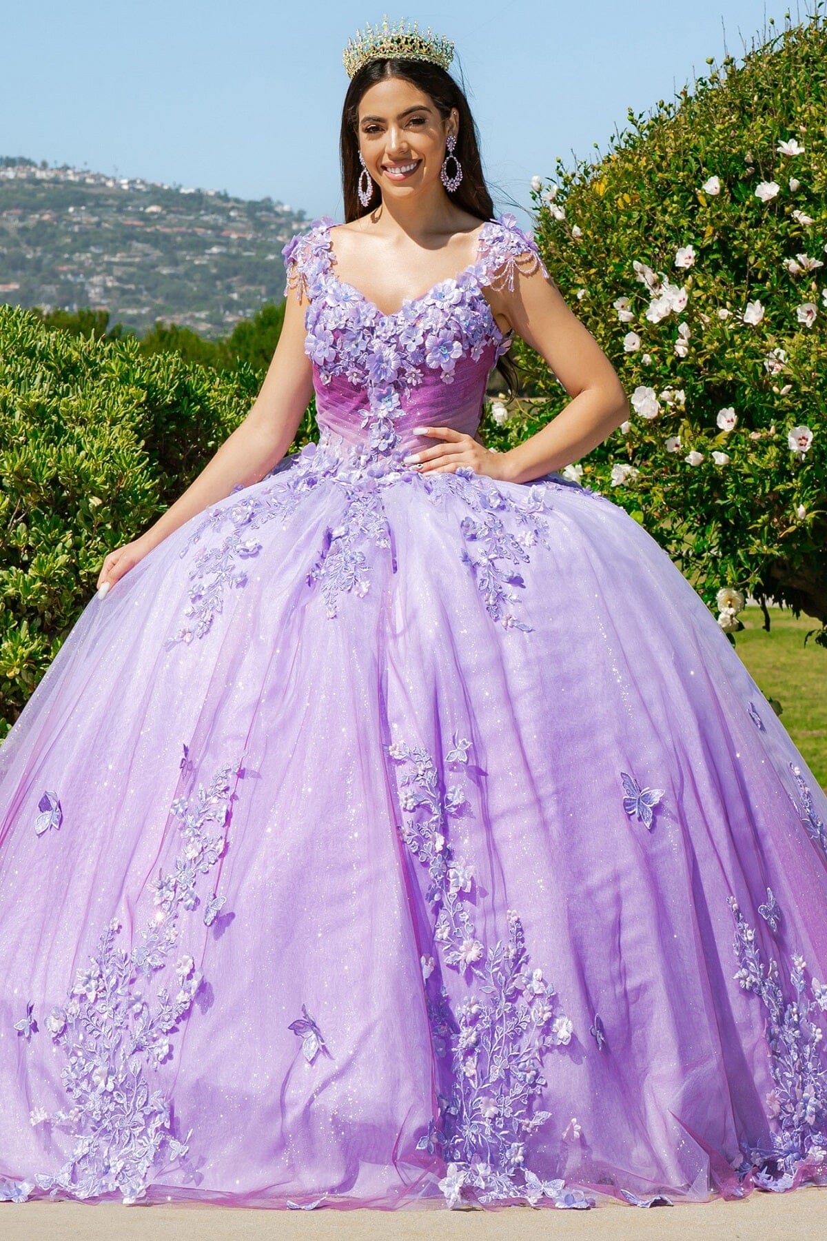 Floral Ombre Cap Sleeve Ball Gown by Cinderella Couture 8088J - product image 1