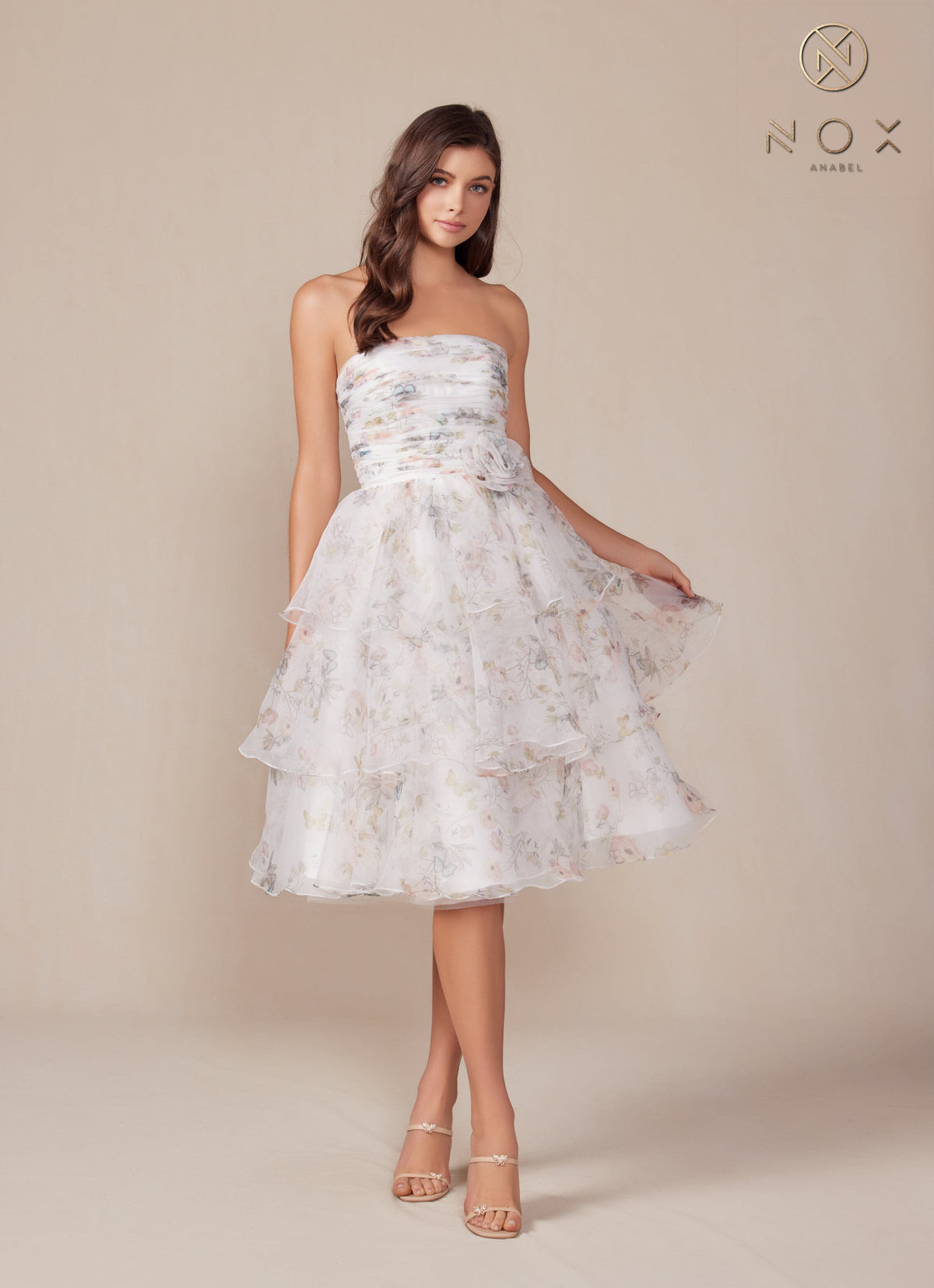 Floral Print Short Strapless Dress by Nox Anabel Q842 - product image 9
