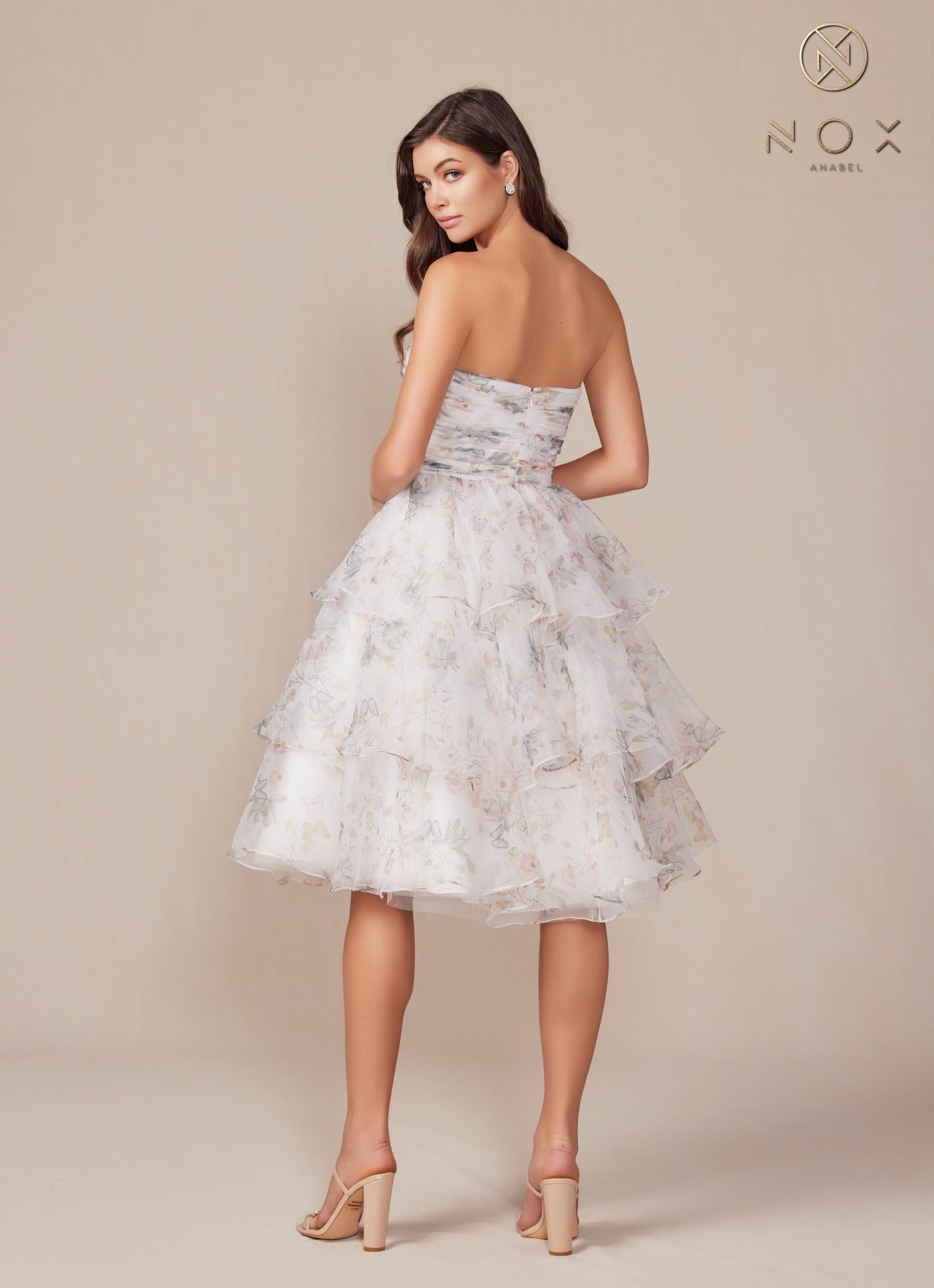 Floral Print Short Strapless Dress by Nox Anabel Q842 - product image 6