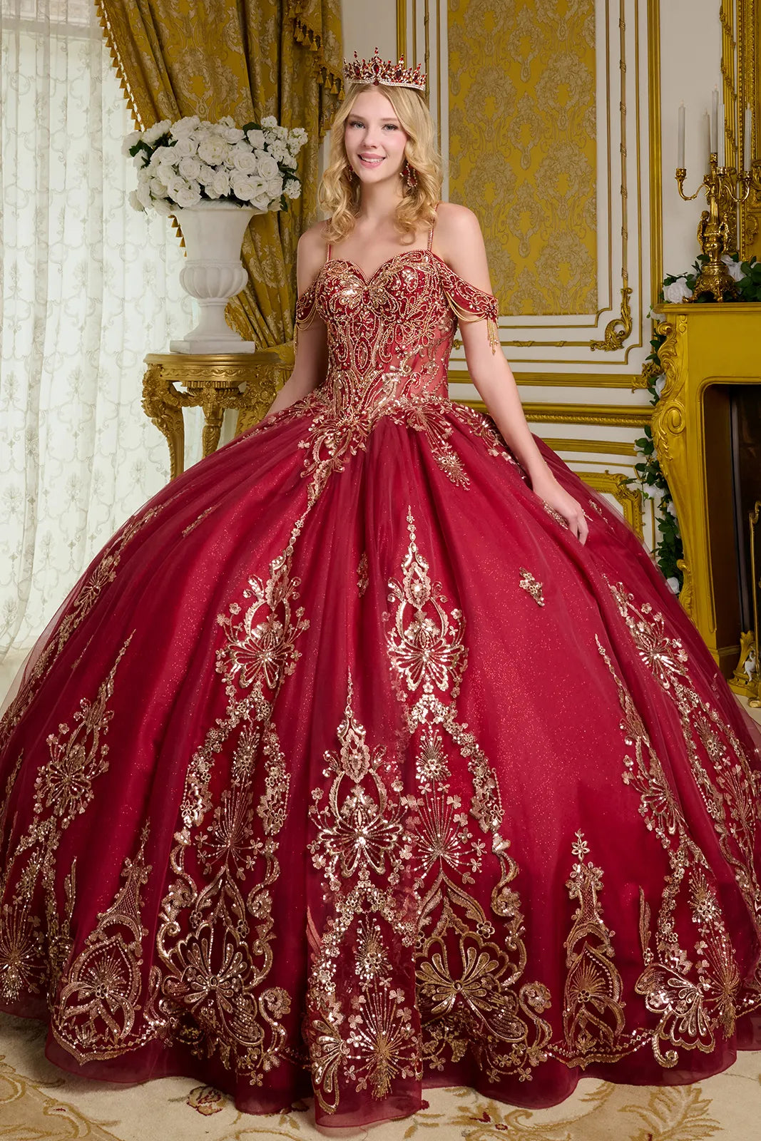 Cold Shoulder Ball Gown by Elizabeth K GL3639