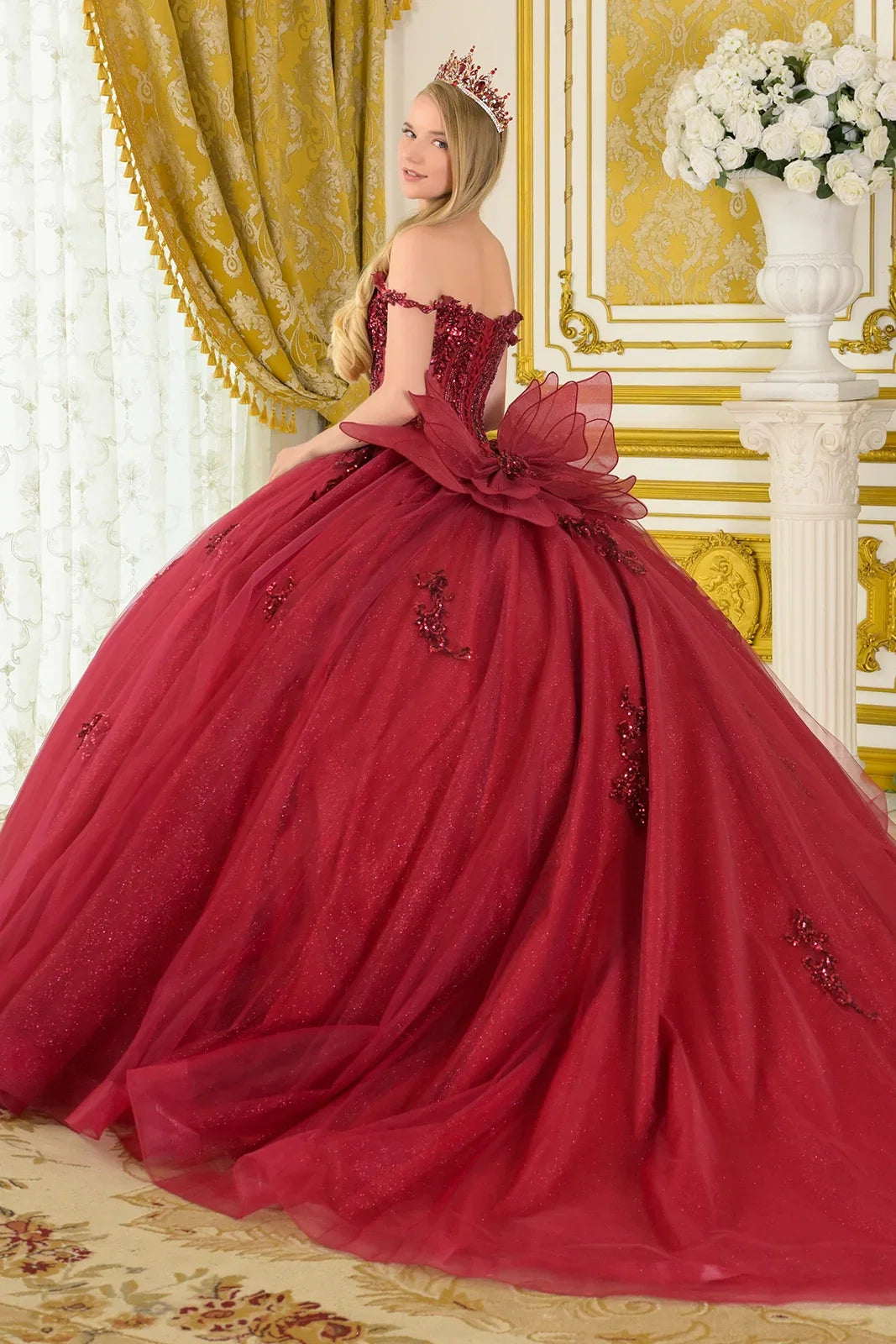 Beaded Off Shoulder Ball Gown by Elizabeth K GL3712 - product image 2