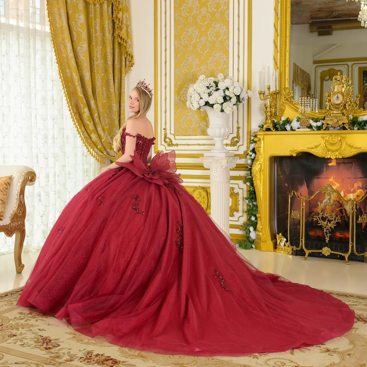 Beaded Off Shoulder Ball Gown by Elizabeth K GL3712 - product image 5