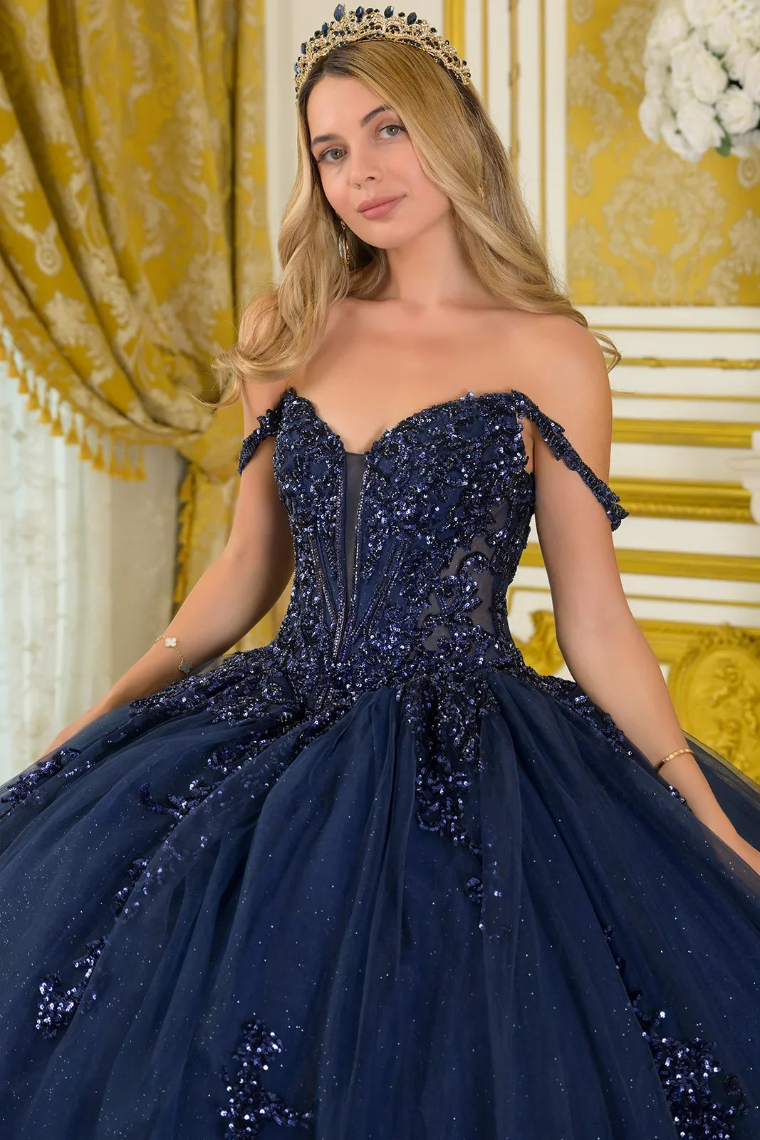 Beaded Off Shoulder Ball Gown by Elizabeth K GL3712 - product image 8