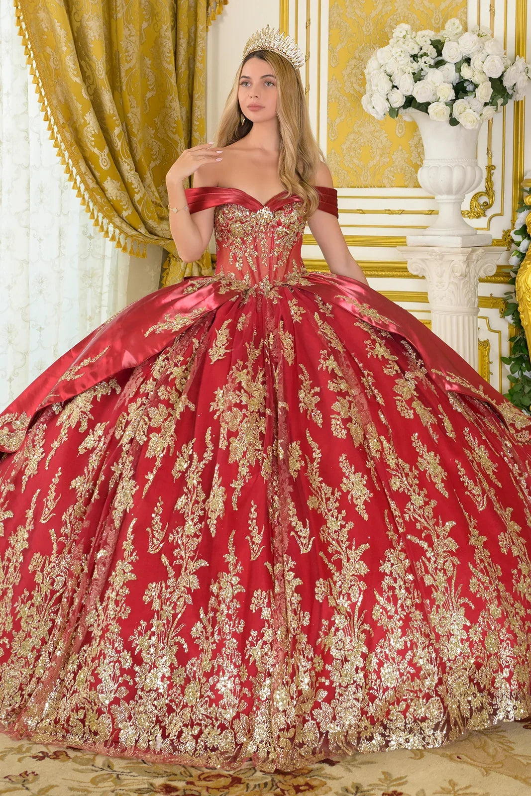 Beaded Off Shoulder Ball Gown by Elizabeth K GL3791 - product image 1