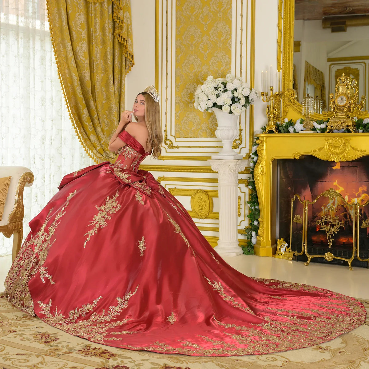 Beaded Off Shoulder Ball Gown by Elizabeth K GL3791 - product image 7