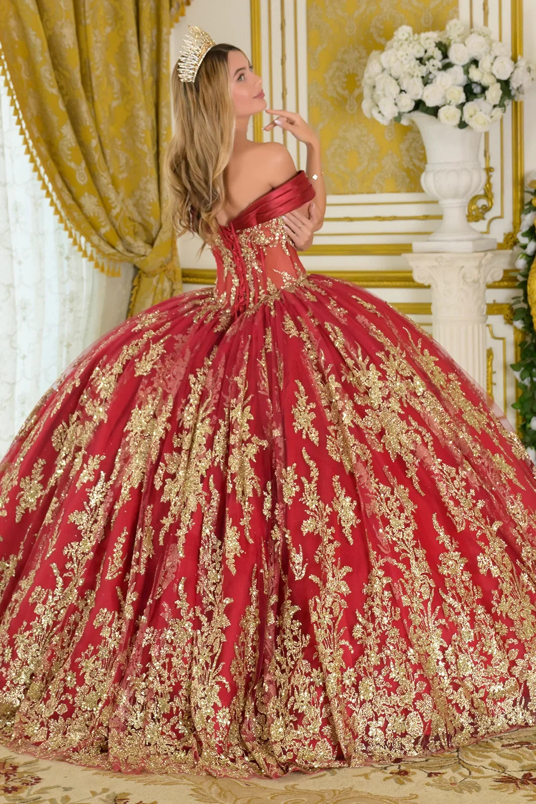 Beaded Off Shoulder Ball Gown by Elizabeth K GL3791 - product image 2
