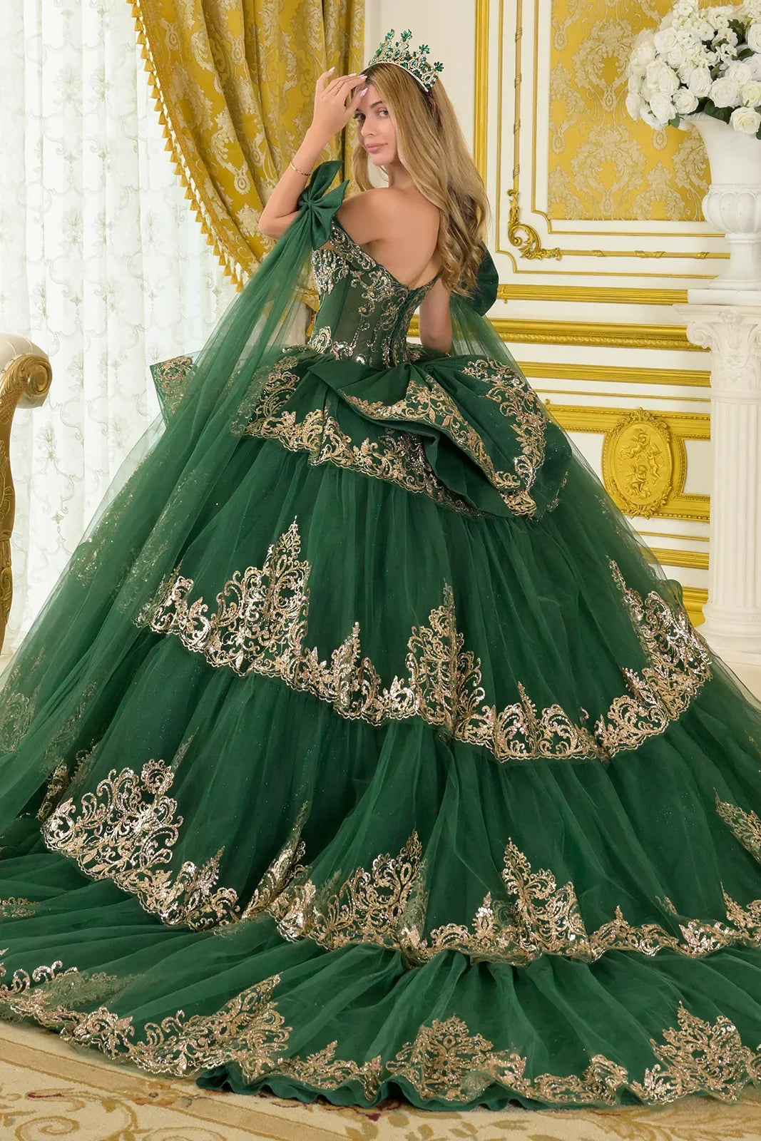 Off Shoulder Tiered Ball Gown by Elizabeth K GL3801 - product image 2