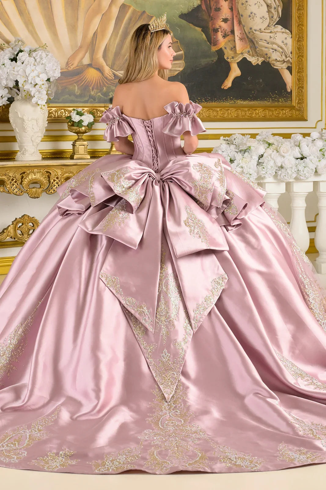 Satin Off Shoulder Ball Gown by Elizabeth K GL3803 - product image 2