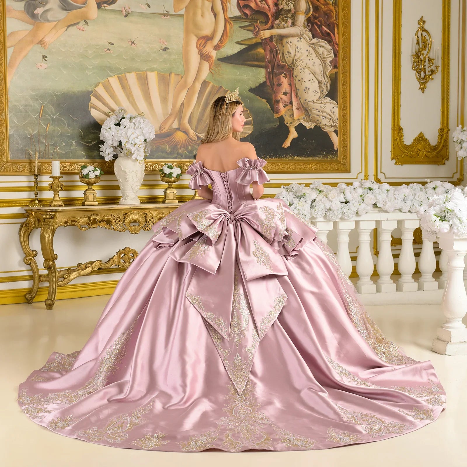Satin Off Shoulder Ball Gown by Elizabeth K GL3803 - product image 5