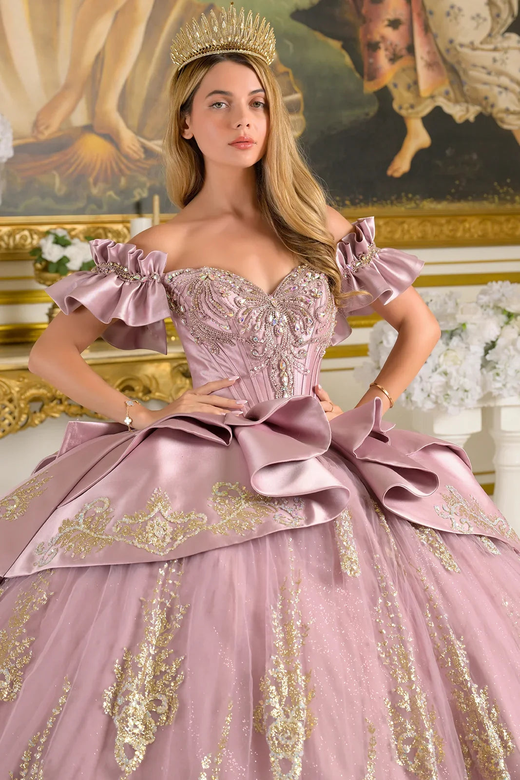Satin Off Shoulder Ball Gown by Elizabeth K GL3803 - product image 3