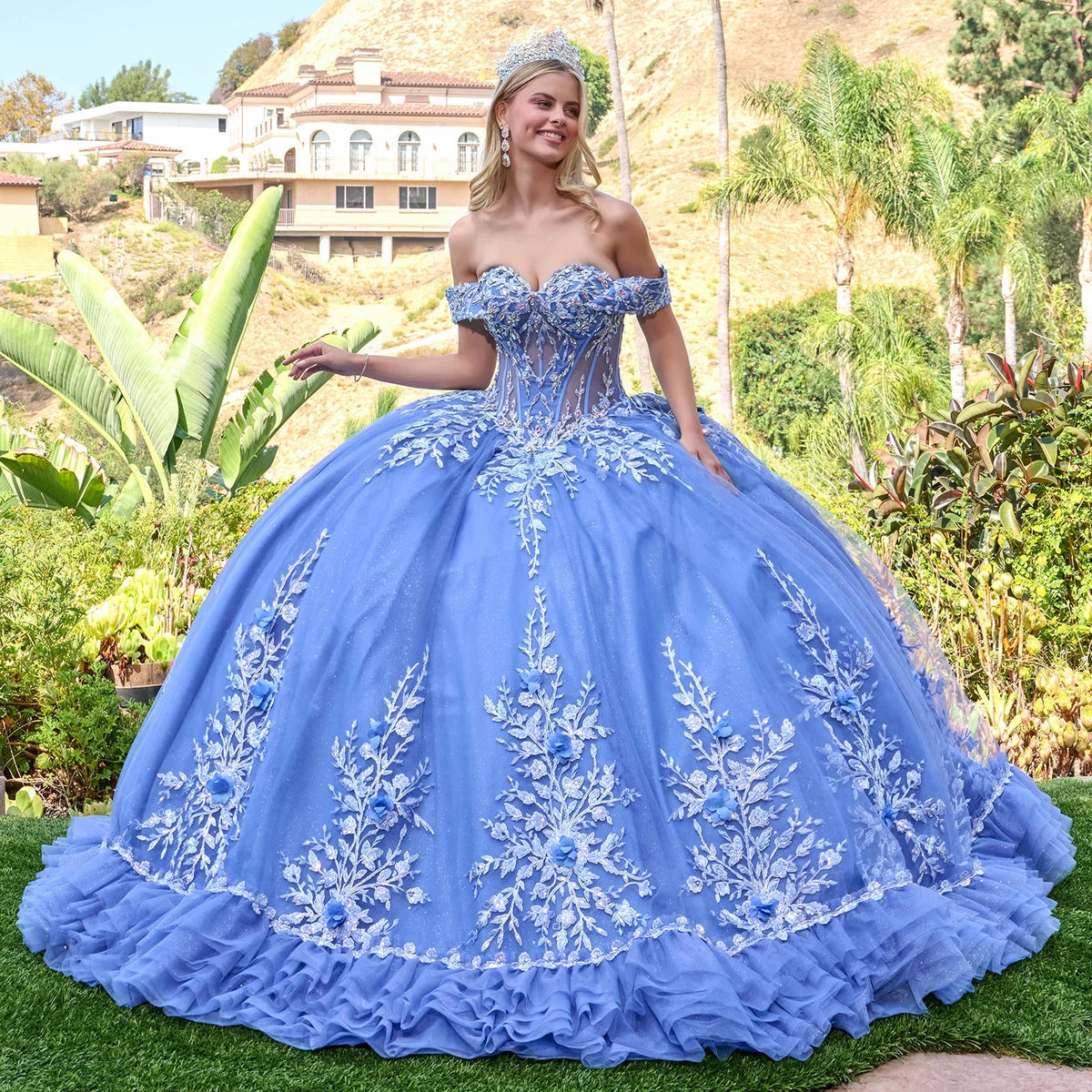 Off Shoulder Ruffled Ball Gown by Elizabeth K GL3812 - product image 5