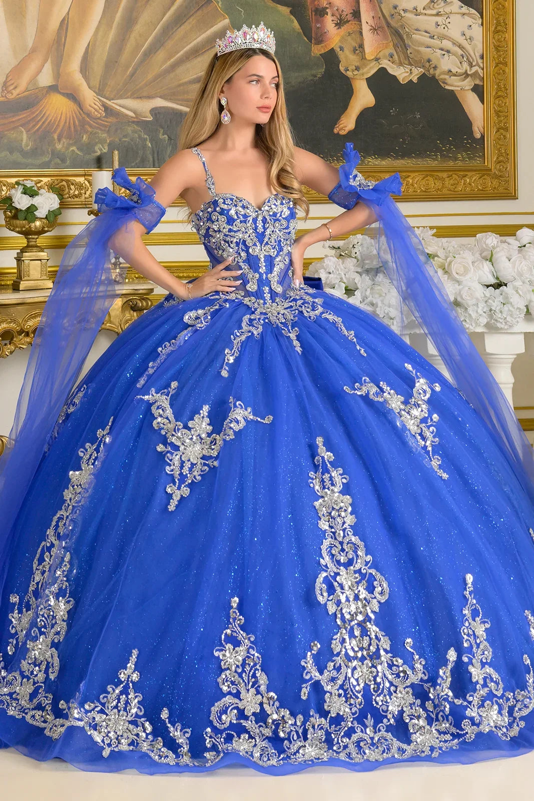 Sleeveless Cape Sleeve Ball Gown by Elizabeth K GL3813 - product image 1