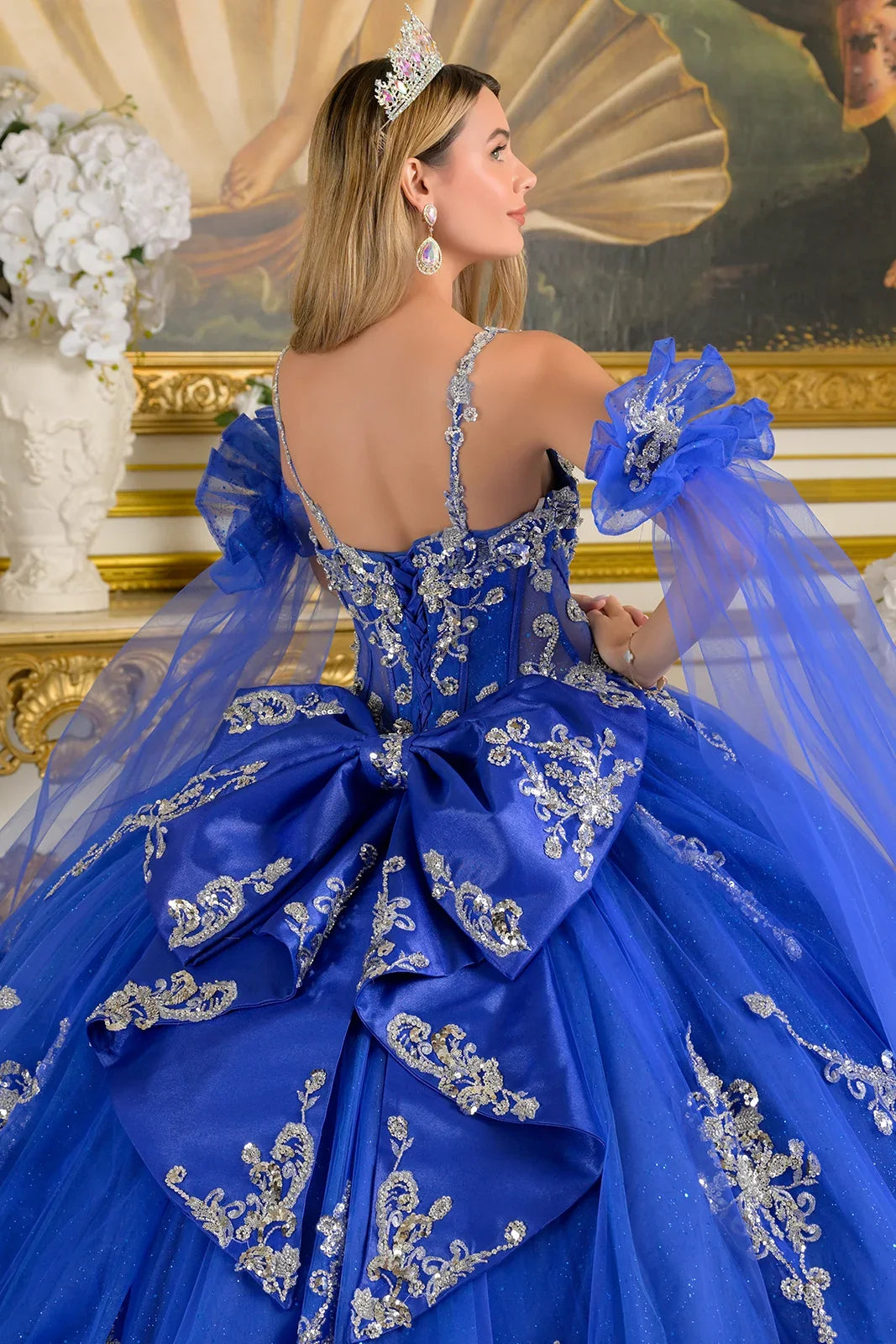 Sleeveless Cape Sleeve Ball Gown by Elizabeth K GL3813 - product image 4