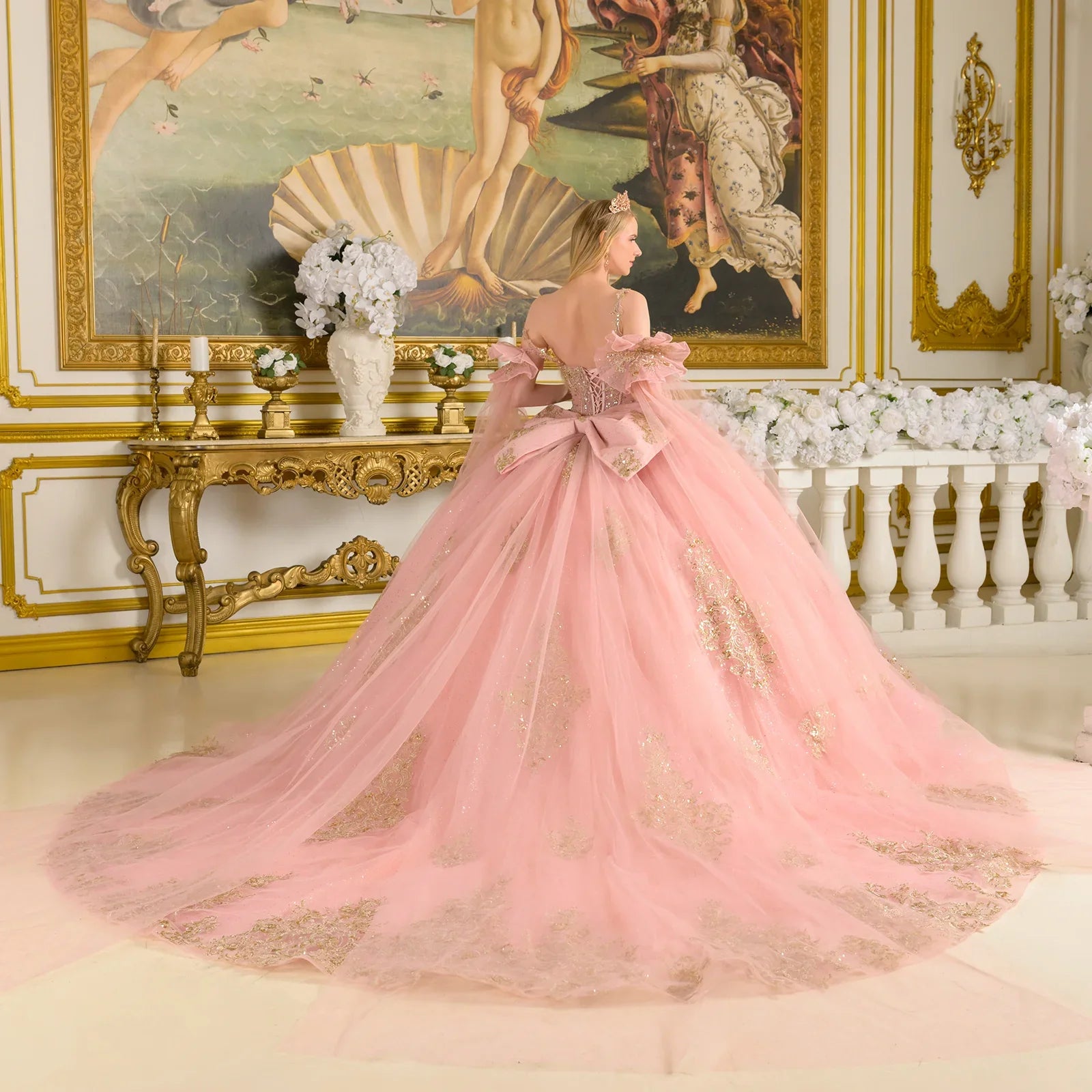Sleeveless Cape Sleeve Ball Gown by Elizabeth K GL3814 - product image 6