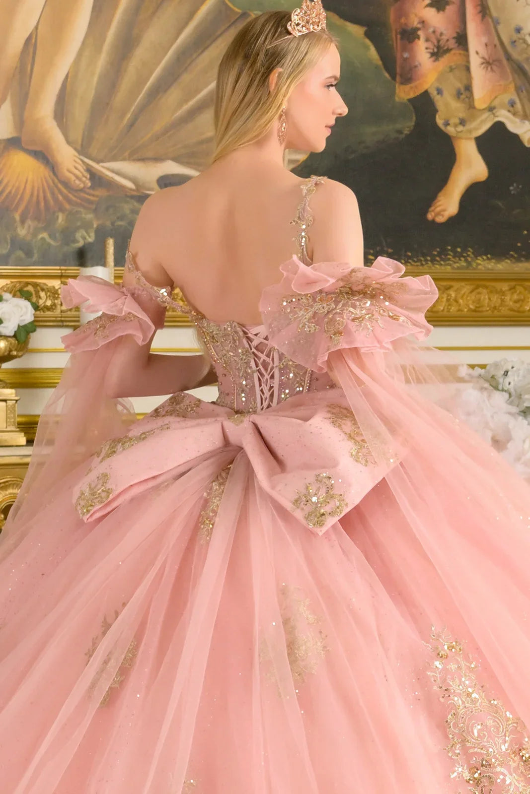 Sleeveless Cape Sleeve Ball Gown by Elizabeth K GL3814 - product image 4