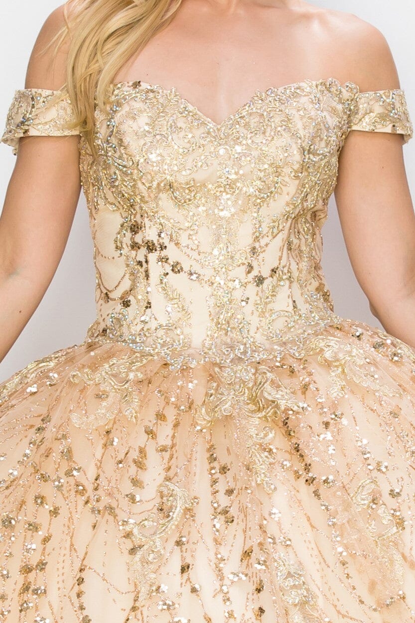 Glitter Off Shoulder Ball Gown by Cinderella Couture 8033J - product image 13