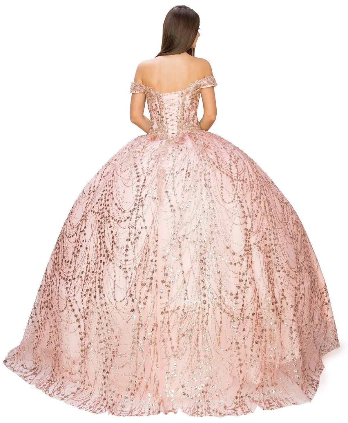 Glitter Off Shoulder Ball Gown by Cinderella Couture 8033J - product image 6
