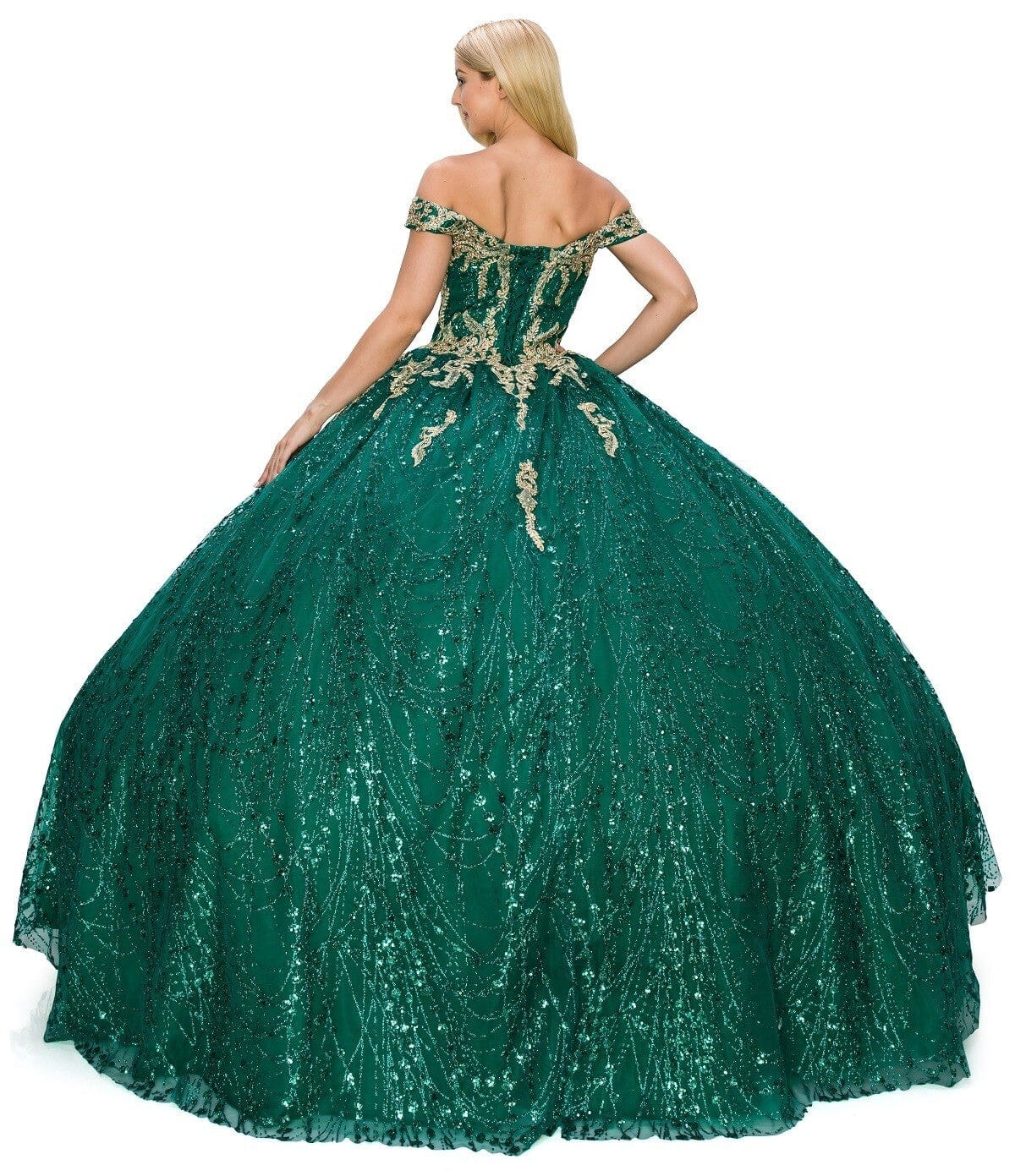 Glitter Off Shoulder Ball Gown by Cinderella Couture 8033J - product image 2
