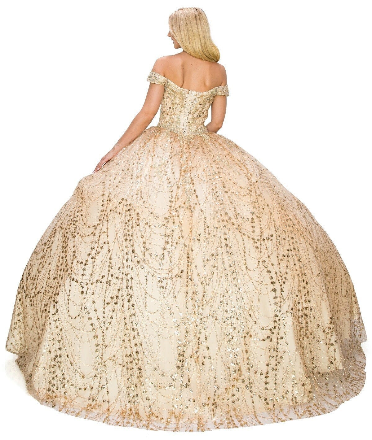 Glitter Off Shoulder Ball Gown by Cinderella Couture 8033J - product image 12