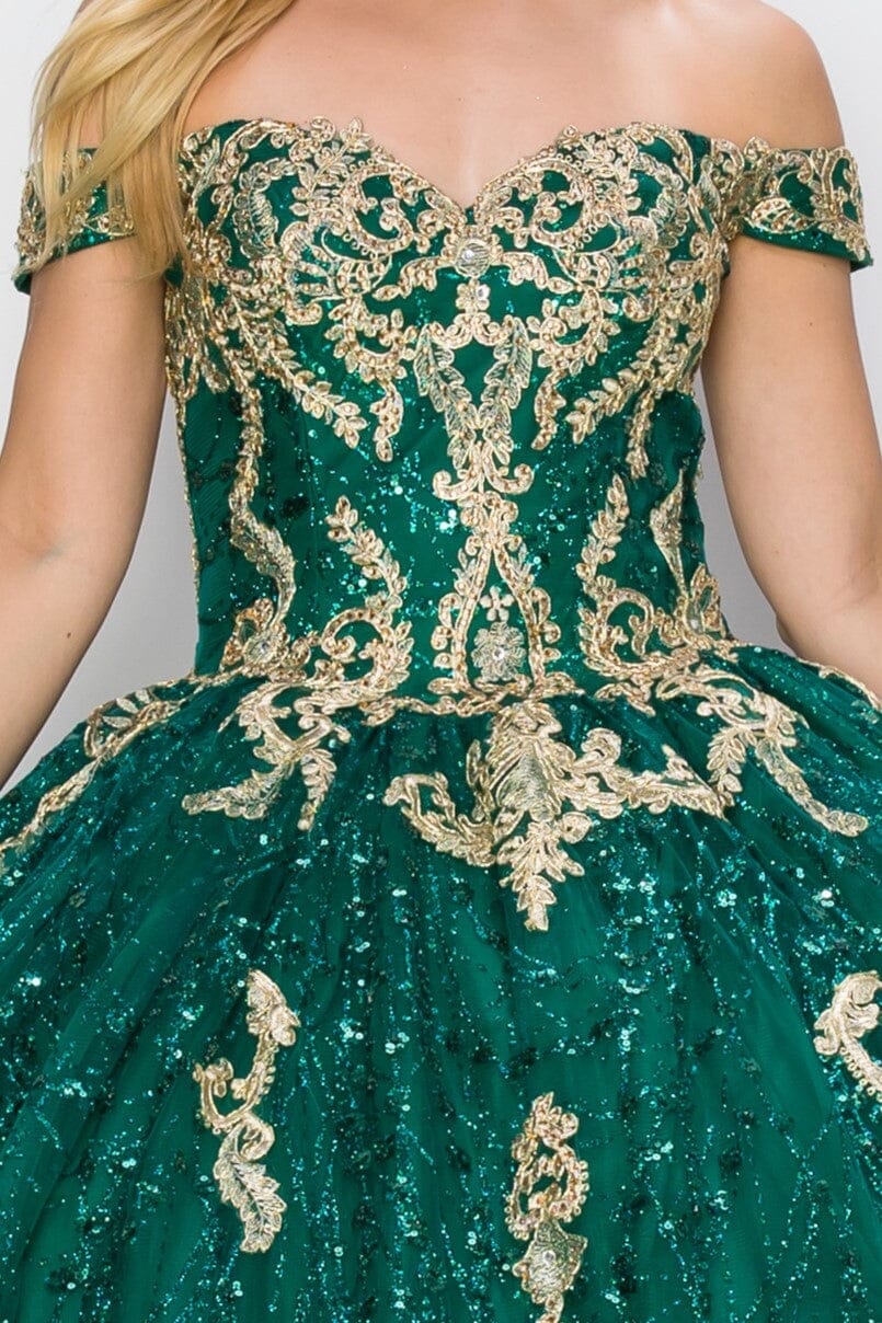 Glitter Off Shoulder Ball Gown by Cinderella Couture 8033J - product image 3