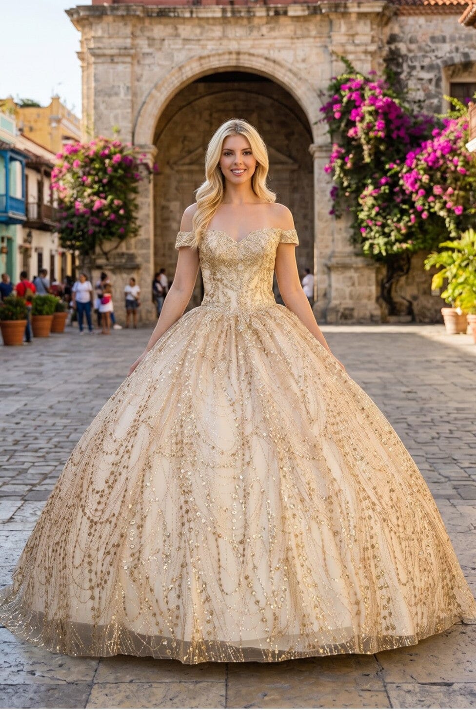 Glitter Off Shoulder Ball Gown by Cinderella Couture 8033J - product image 11