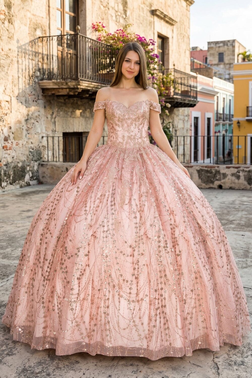 Glitter Off Shoulder Ball Gown by Cinderella Couture 8033J - product image 5