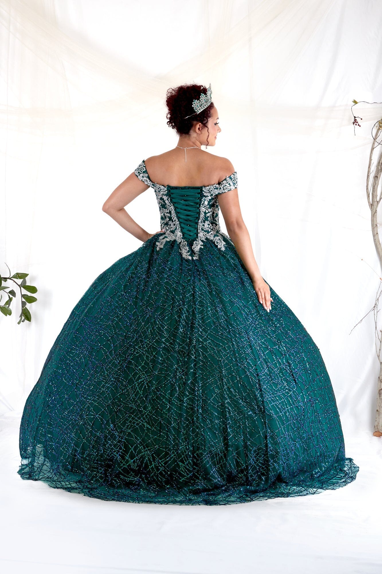 Glitter Print Off Shoulder Ball Gown by Calla WB-20509 - product image 2