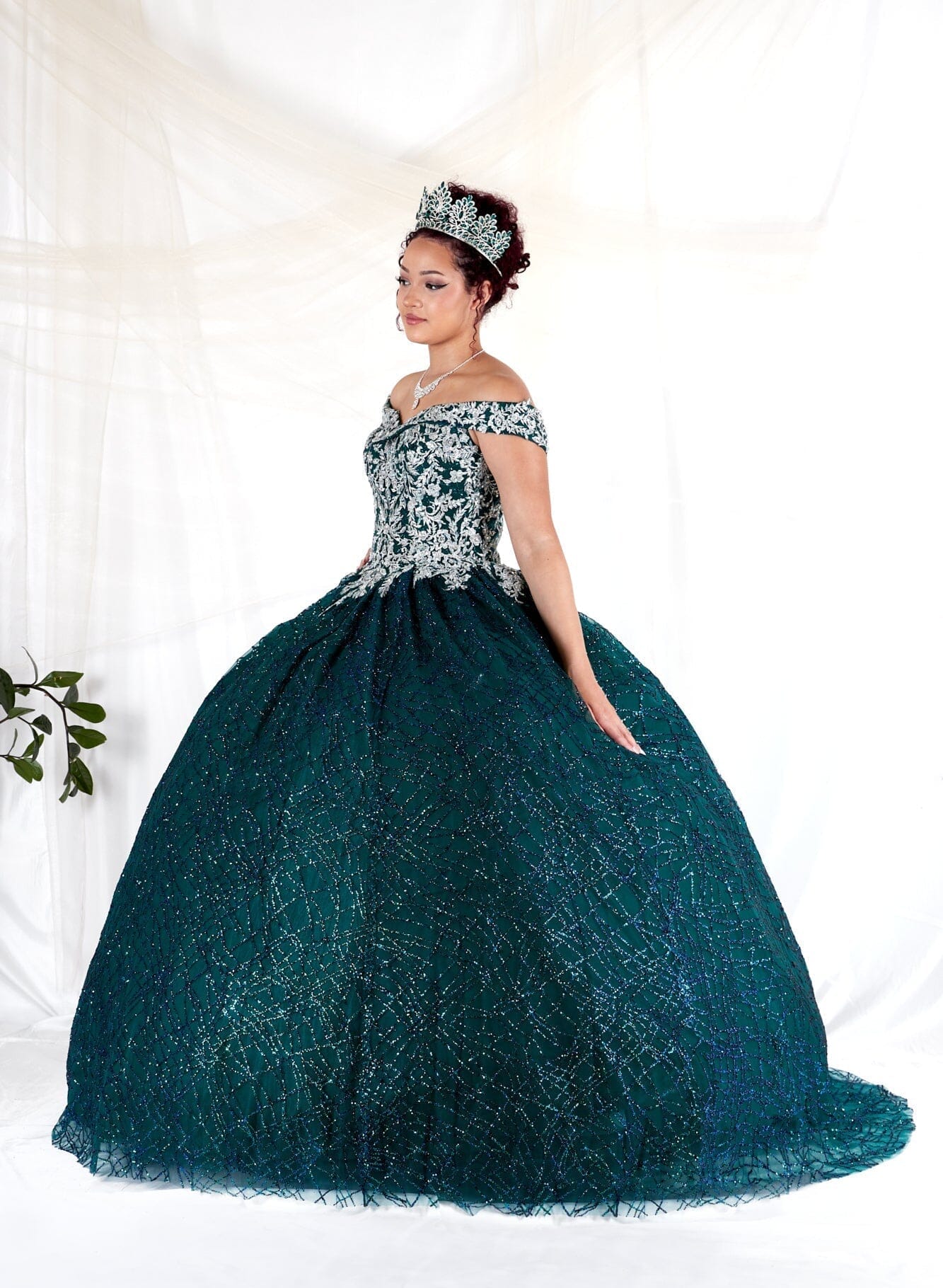 Glitter Print Off Shoulder Ball Gown by Calla WB-20509 - product image 5