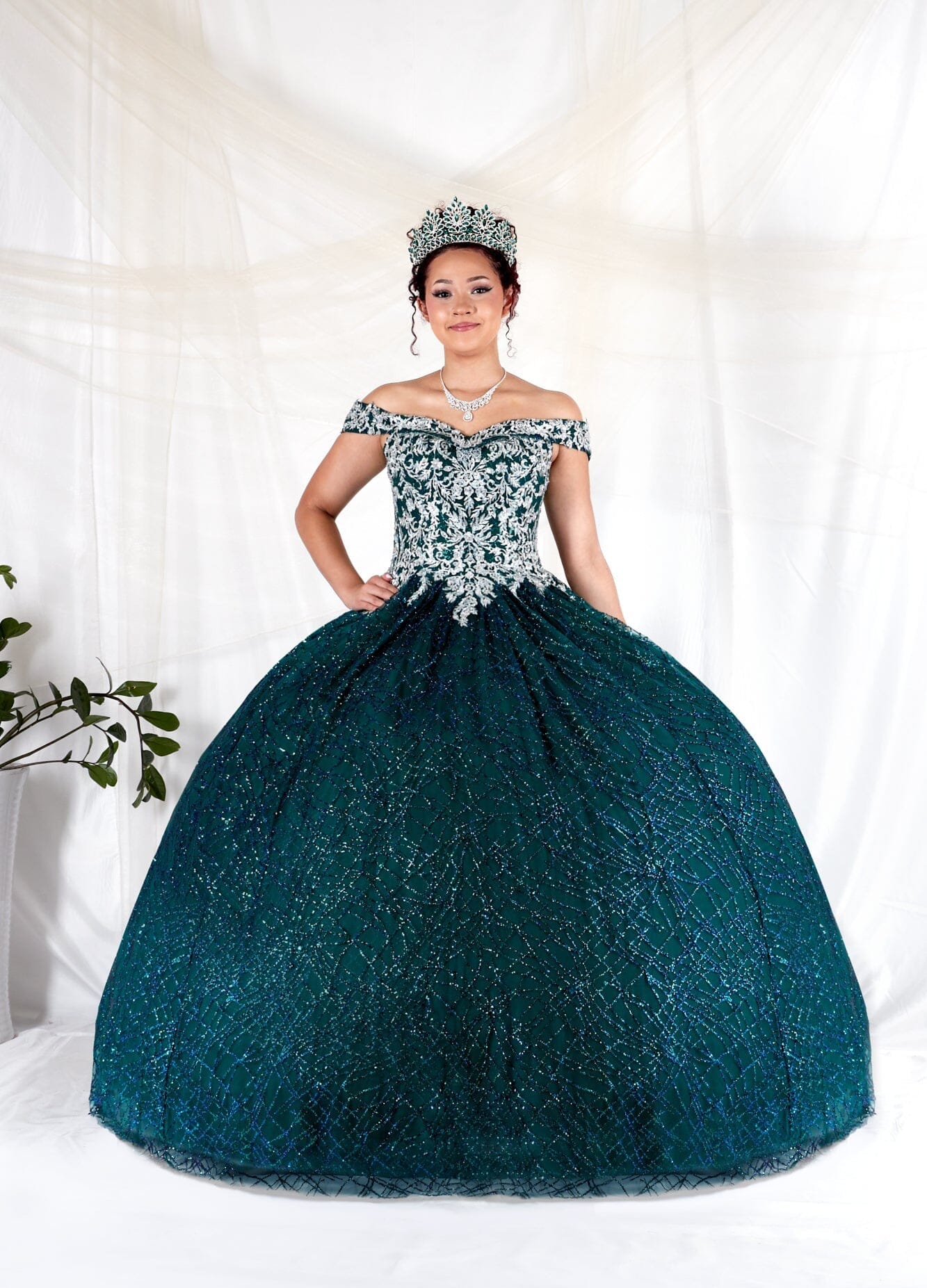 Glitter Print Off Shoulder Ball Gown by Calla WB-20509 - product image 1