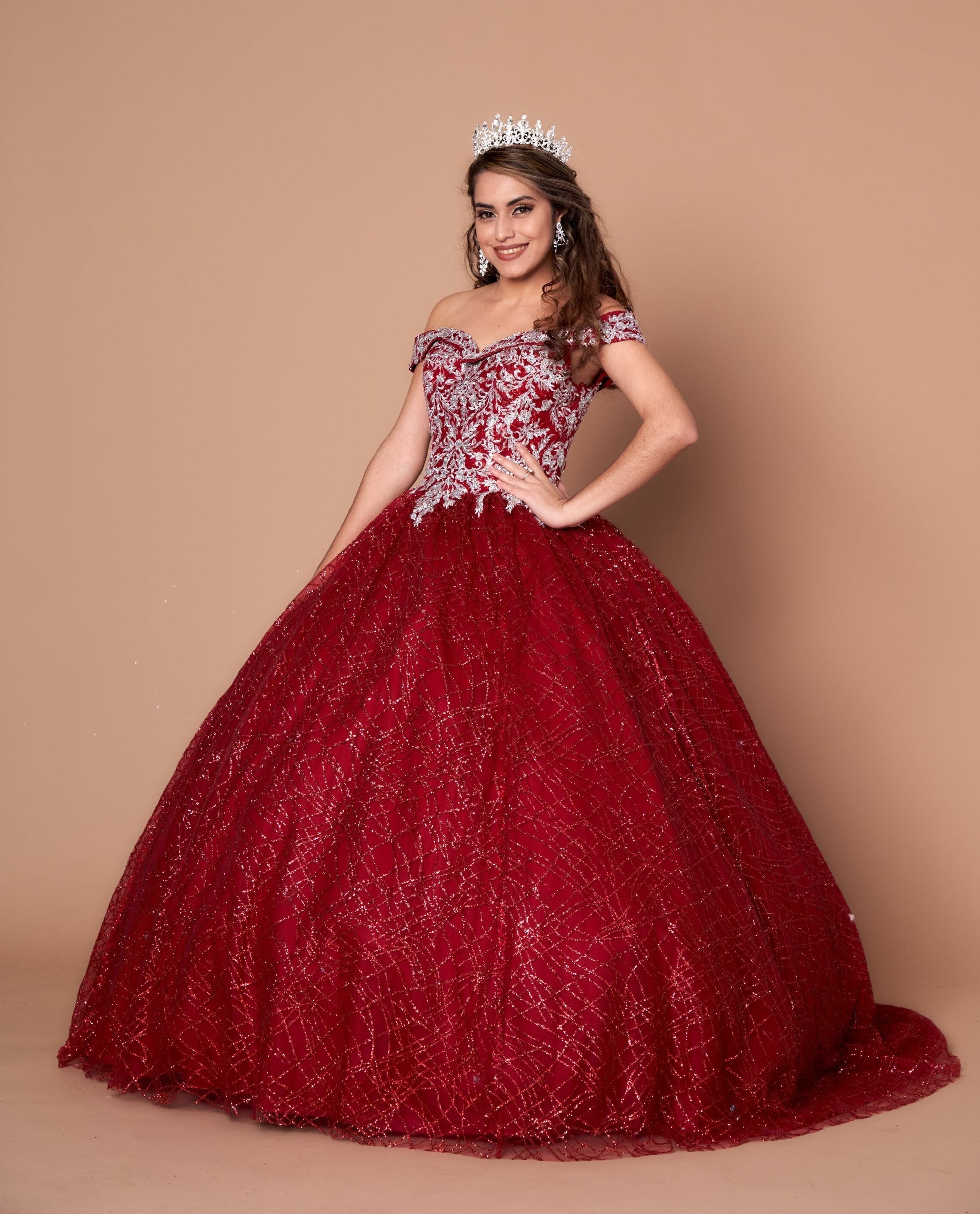 Glitter Print Off Shoulder Ball Gown by Calla WB-20509 - product image 7