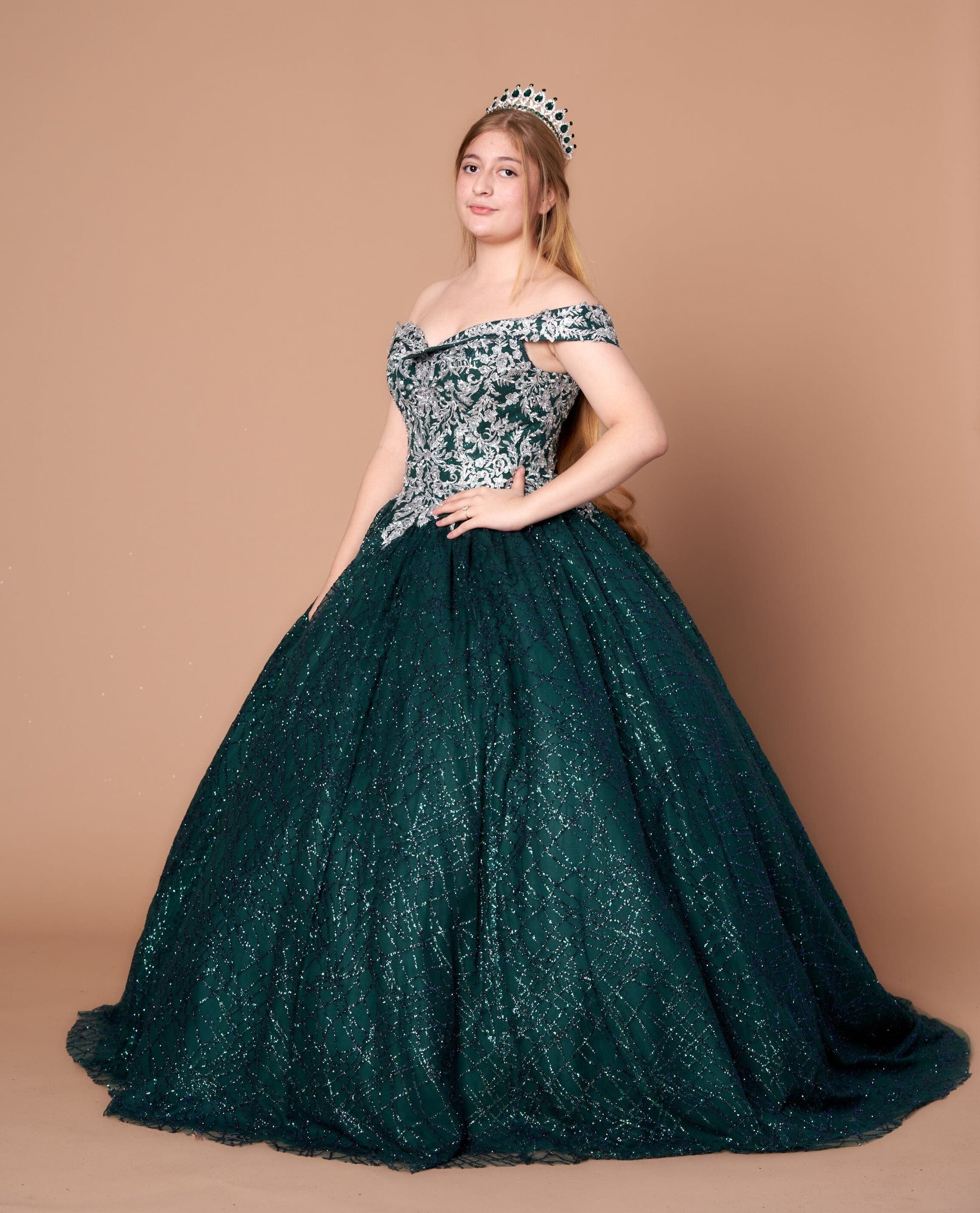 Glitter Print Off Shoulder Ball Gown by Calla WB-20509 - product image 6