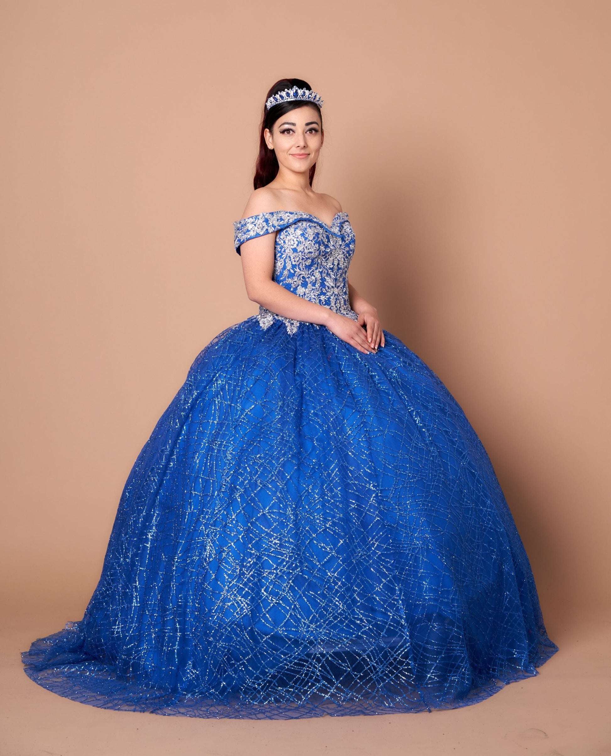 Glitter Print Off Shoulder Ball Gown by Calla WB-20509 - product image 8