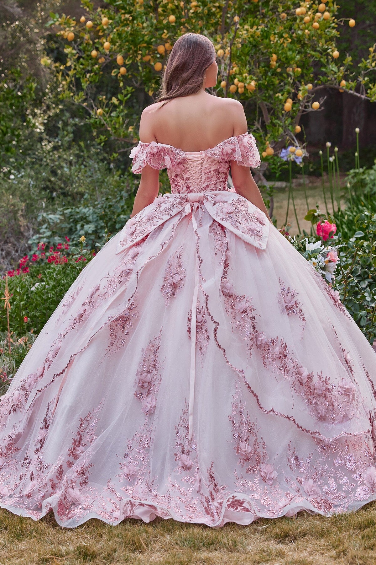 Glitter Print Off Shoulder Ball Gown by Ladivine 15701 - product image 14
