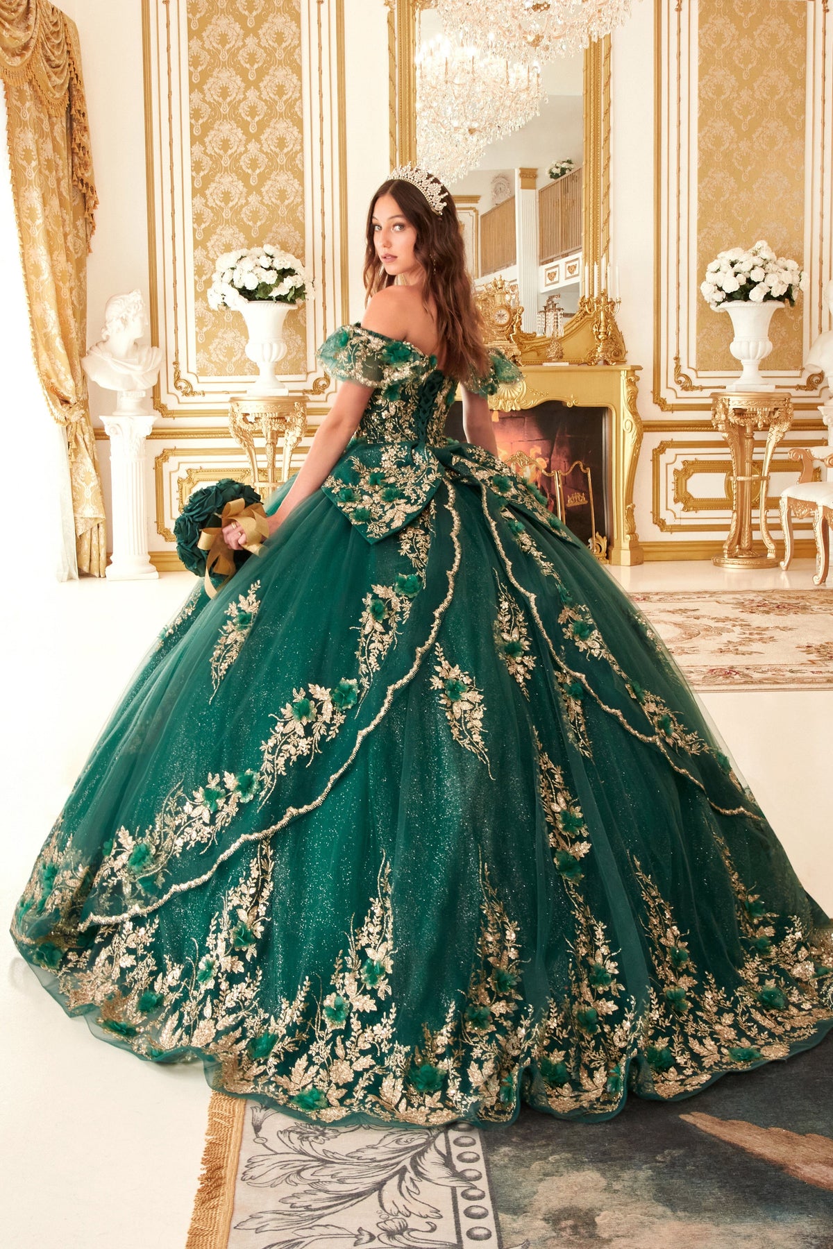 Glitter Print Off Shoulder Ball Gown by Ladivine 15701 - product image 2